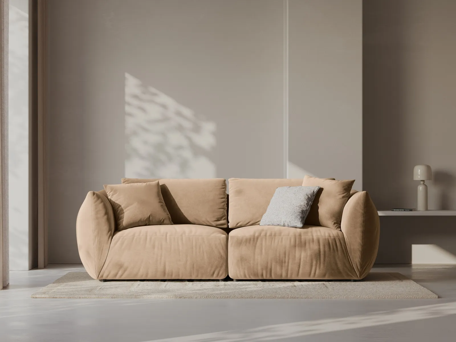 Chris 3-Sitzer Sofa in Leinenoptik aus Samt oder Strukturstoff, 220x100 cm - Image 7
