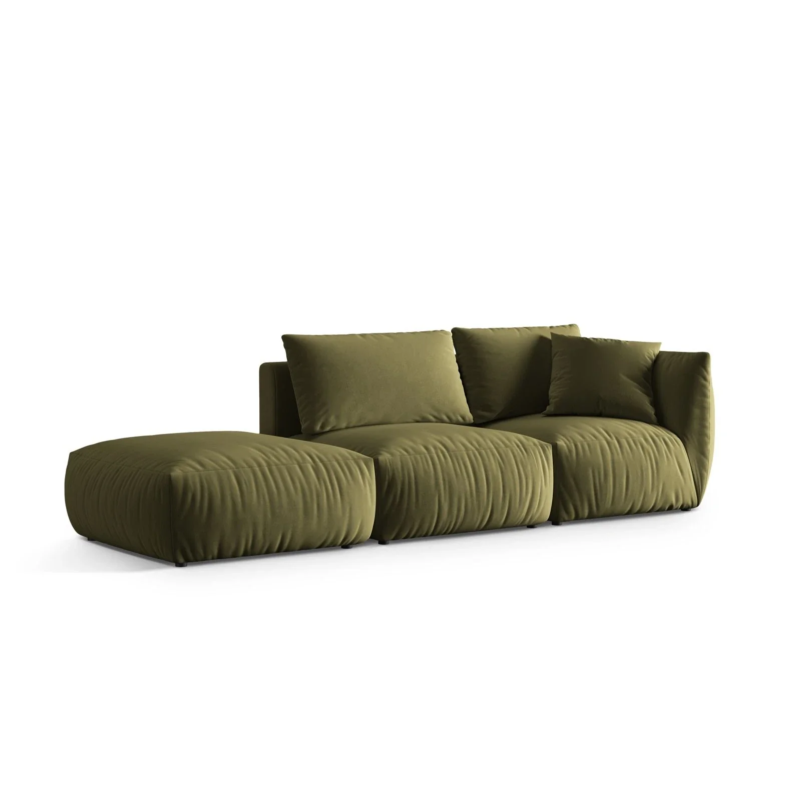 Chris 3-Sitzer Sofa, Links, mit Poufmodul, in Leinenoptik aus Samt oder Strukturstoff, 315x100 cm - Image 23
