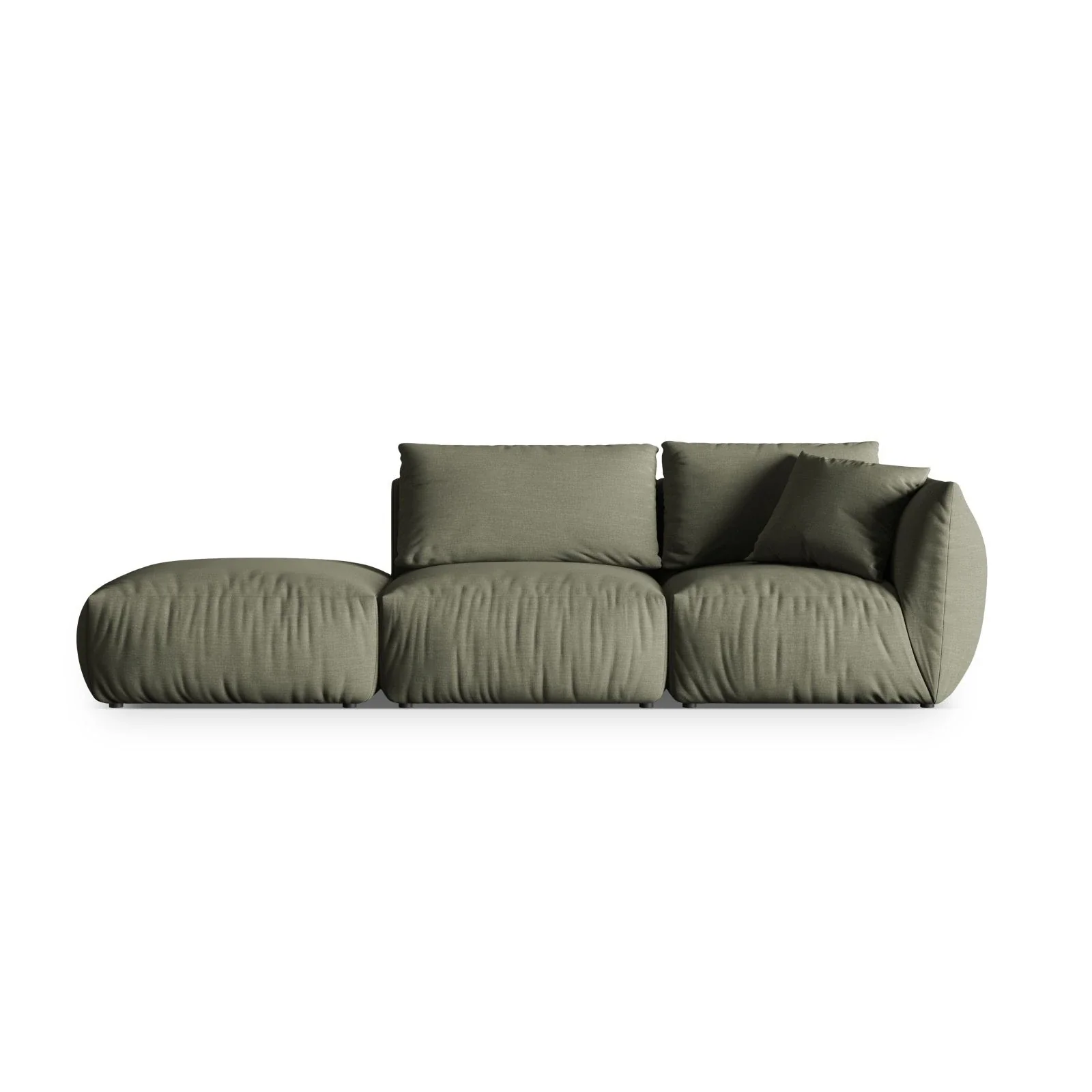 Chris 3-Sitzer Sofa, Links, mit Poufmodul, in Leinenoptik aus Samt oder Strukturstoff, 315x100 cm - Image 61