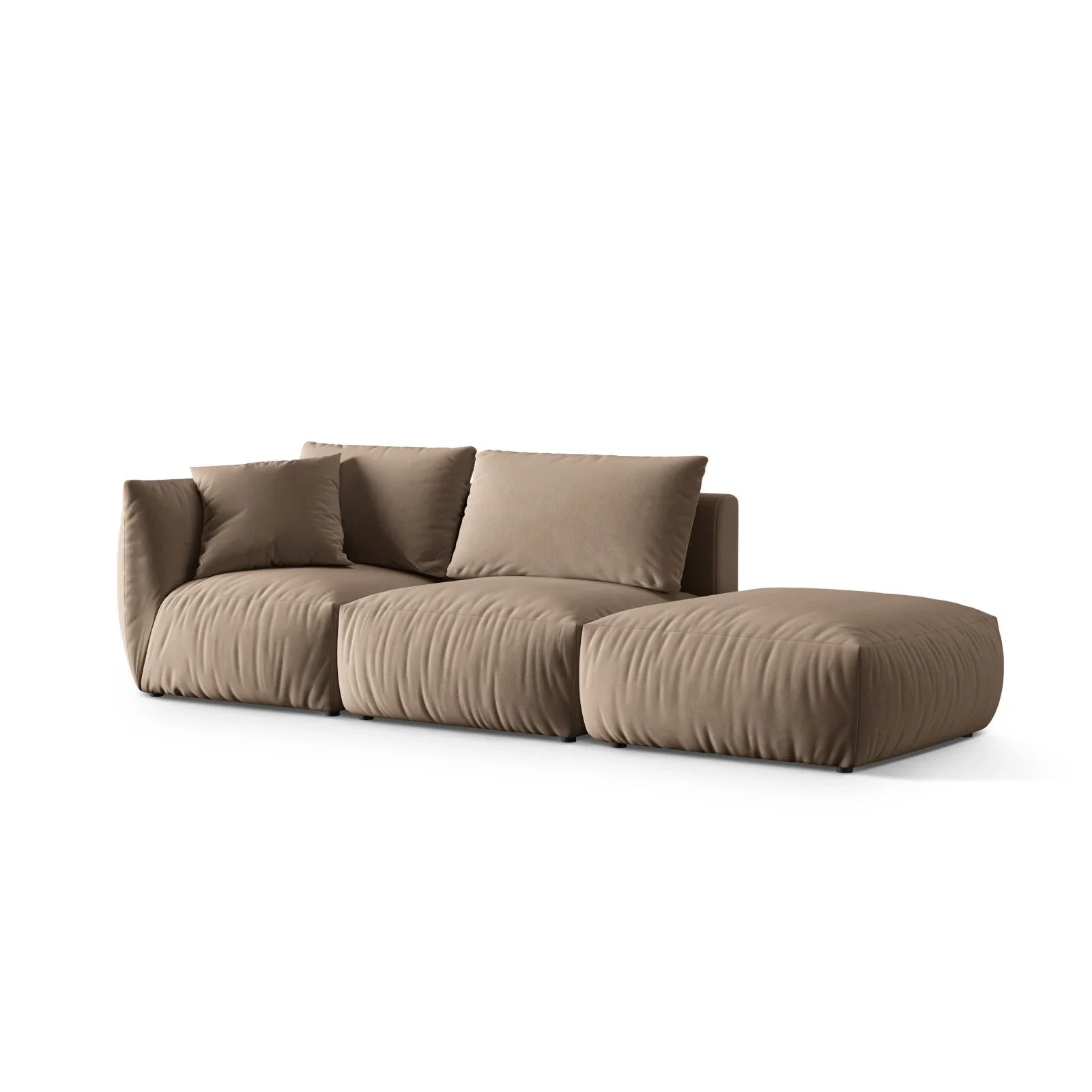 Chris 3-Sitzer Sofa, Rechts, mit Poufmodul, in Leinenoptik aus Samt oder Strukturstoff, 315x100 cm - Image 13