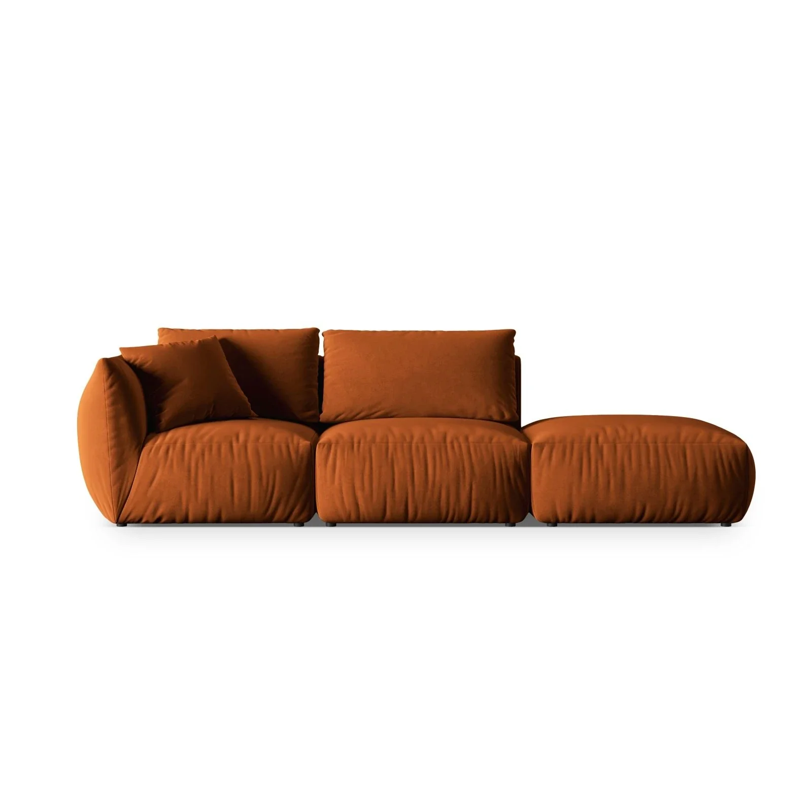 Chris 3-Sitzer Sofa, Rechts, mit Poufmodul, in Leinenoptik aus Samt oder Strukturstoff, 315x100 cm - Image 16