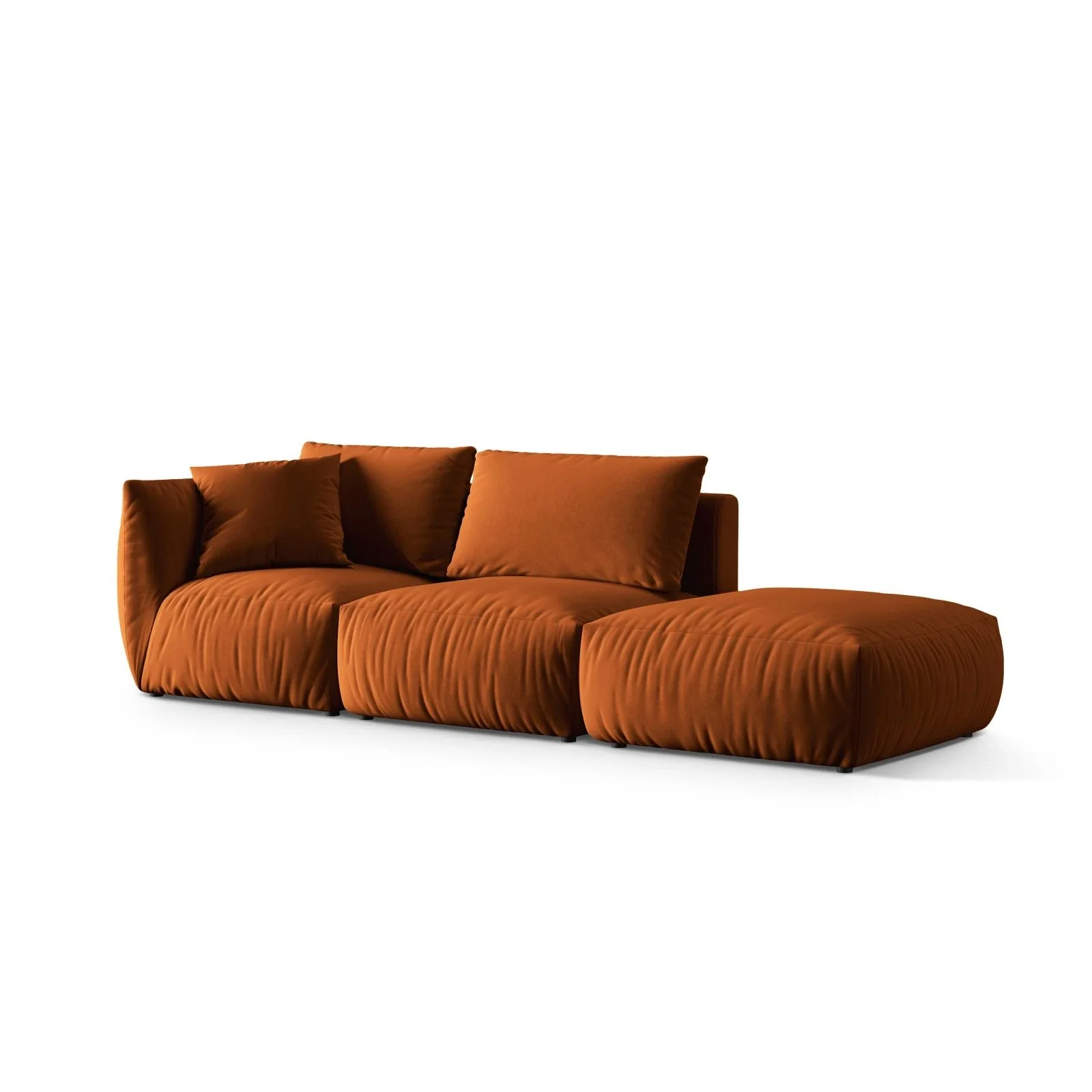 Chris 3-Sitzer Sofa, Rechts, mit Poufmodul, in Leinenoptik aus Samt oder Strukturstoff, 315x100 cm - Image 18