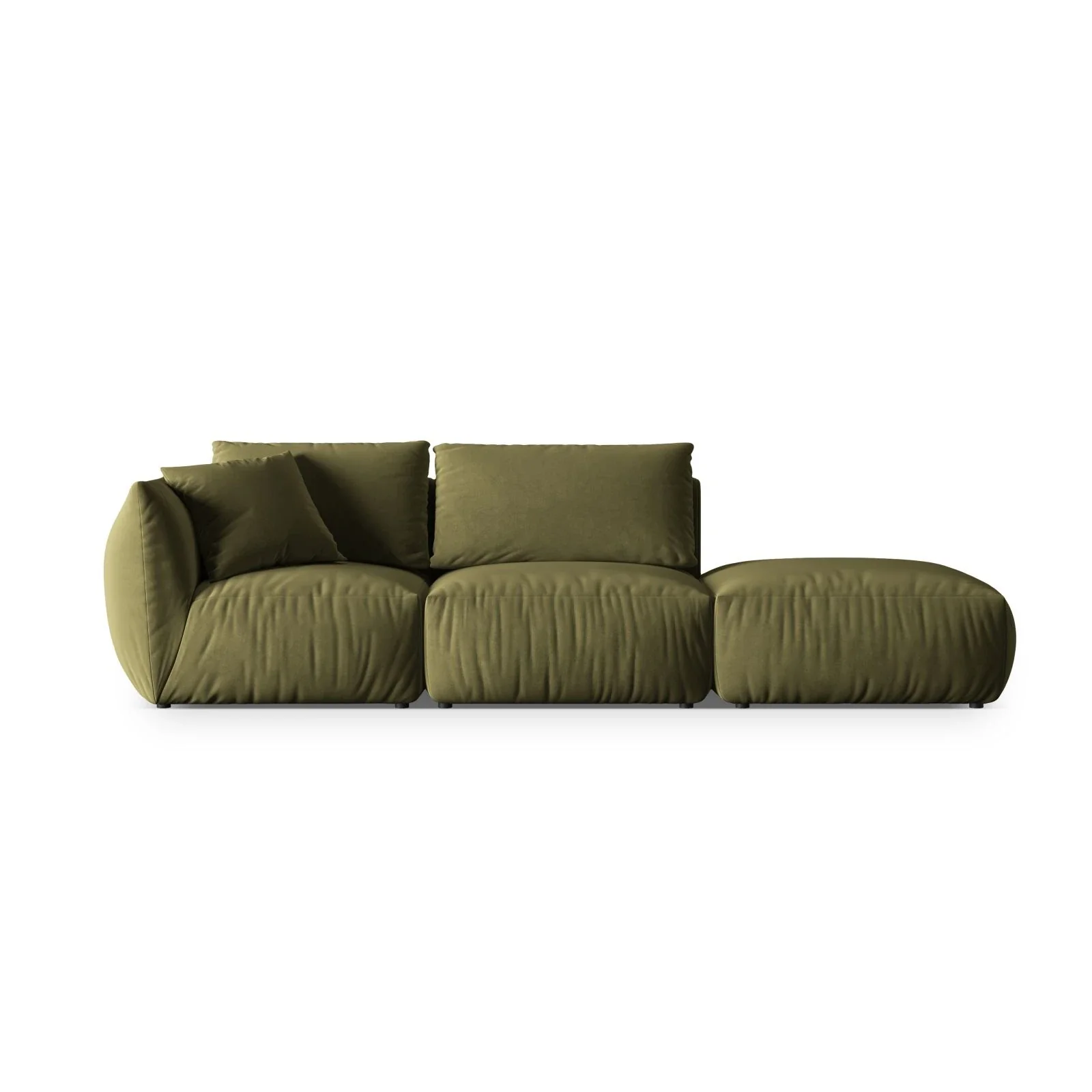 Chris 3-Sitzer Sofa, Rechts, mit Poufmodul, in Leinenoptik aus Samt oder Strukturstoff, 315x100 cm - Image 21