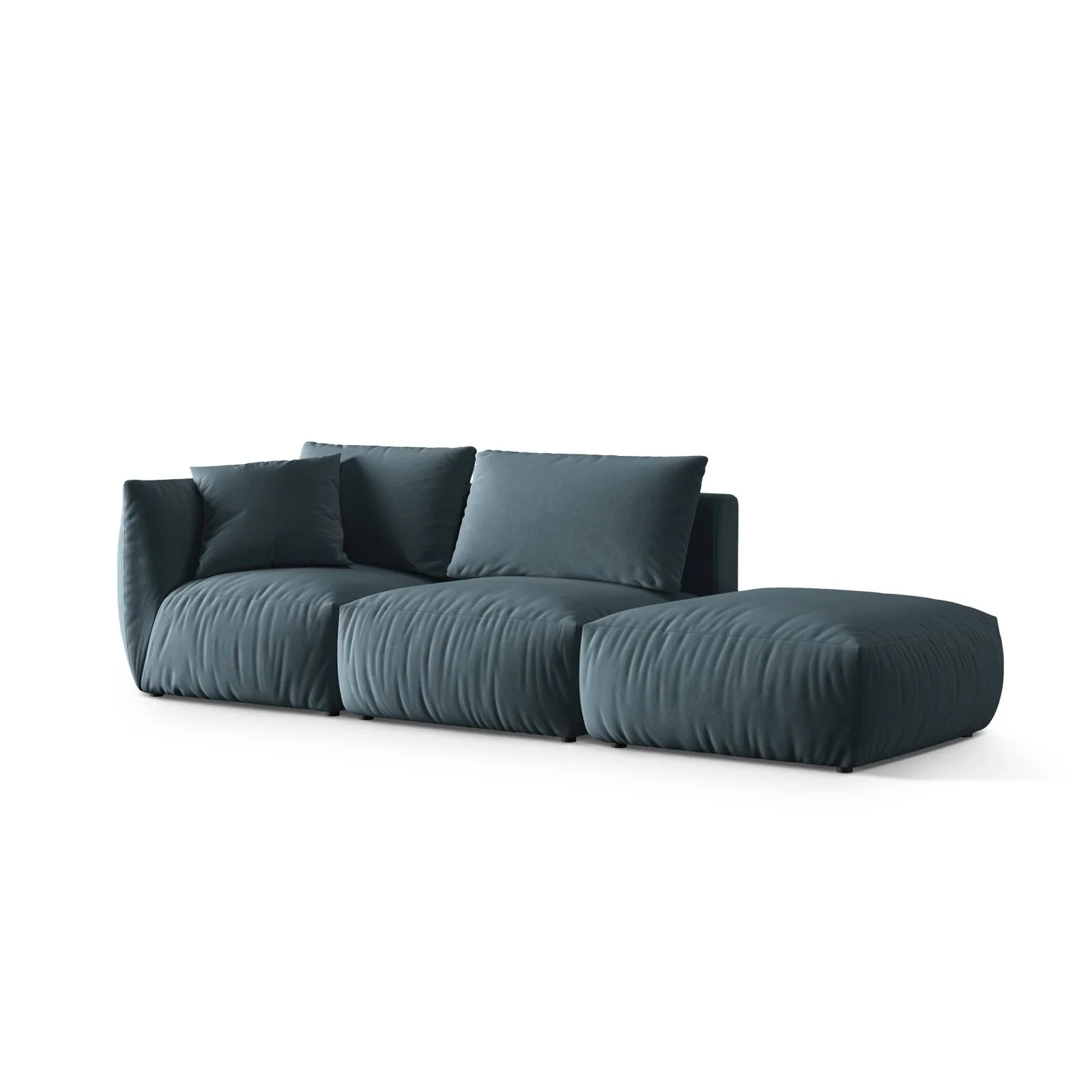 Chris 3-Sitzer Sofa, Rechts, mit Poufmodul, in Leinenoptik aus Samt oder Strukturstoff, 315x100 cm - Image 28