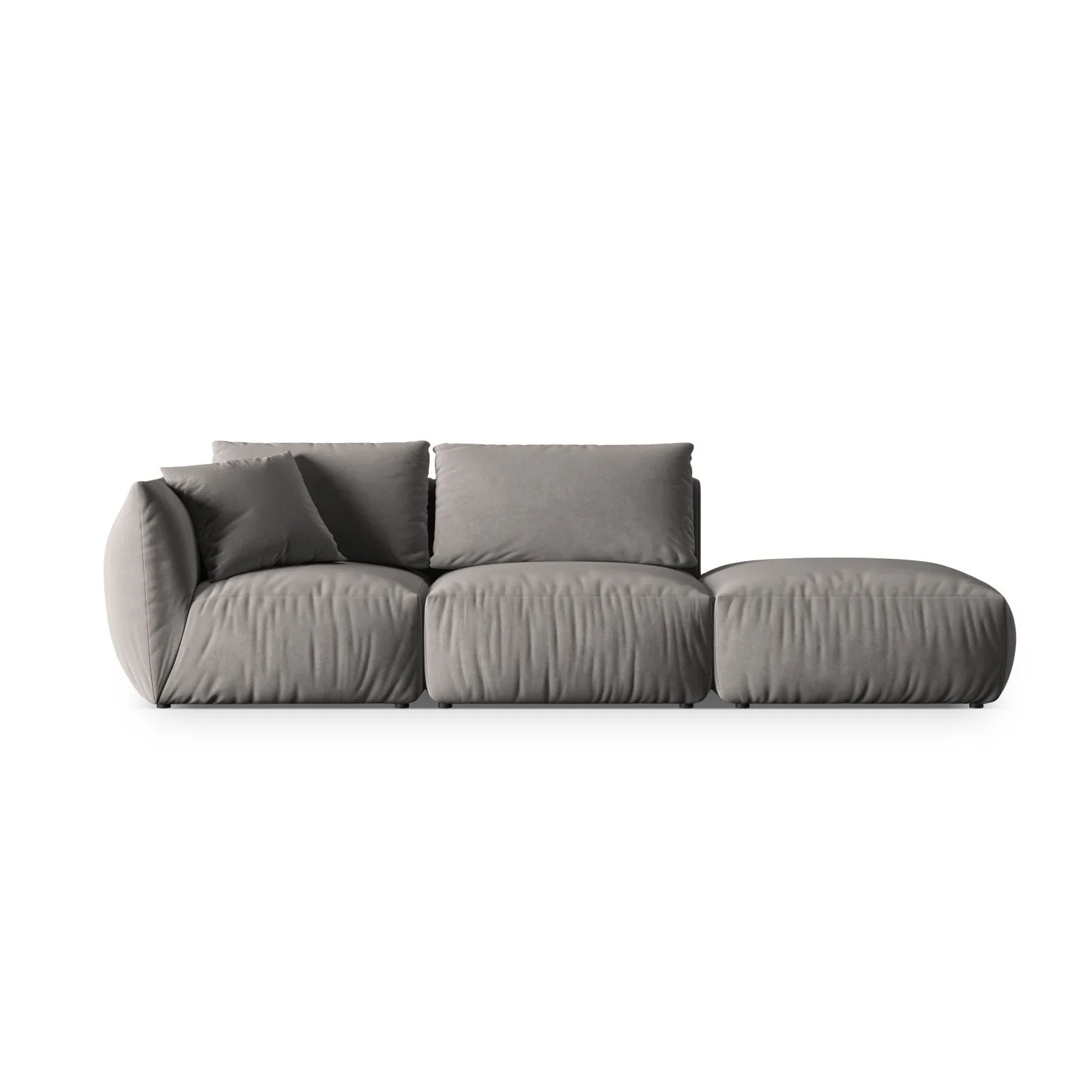 Chris 3-Sitzer Sofa, Rechts, mit Poufmodul, in Leinenoptik aus Samt oder Strukturstoff, 315x100 cm - Image 31