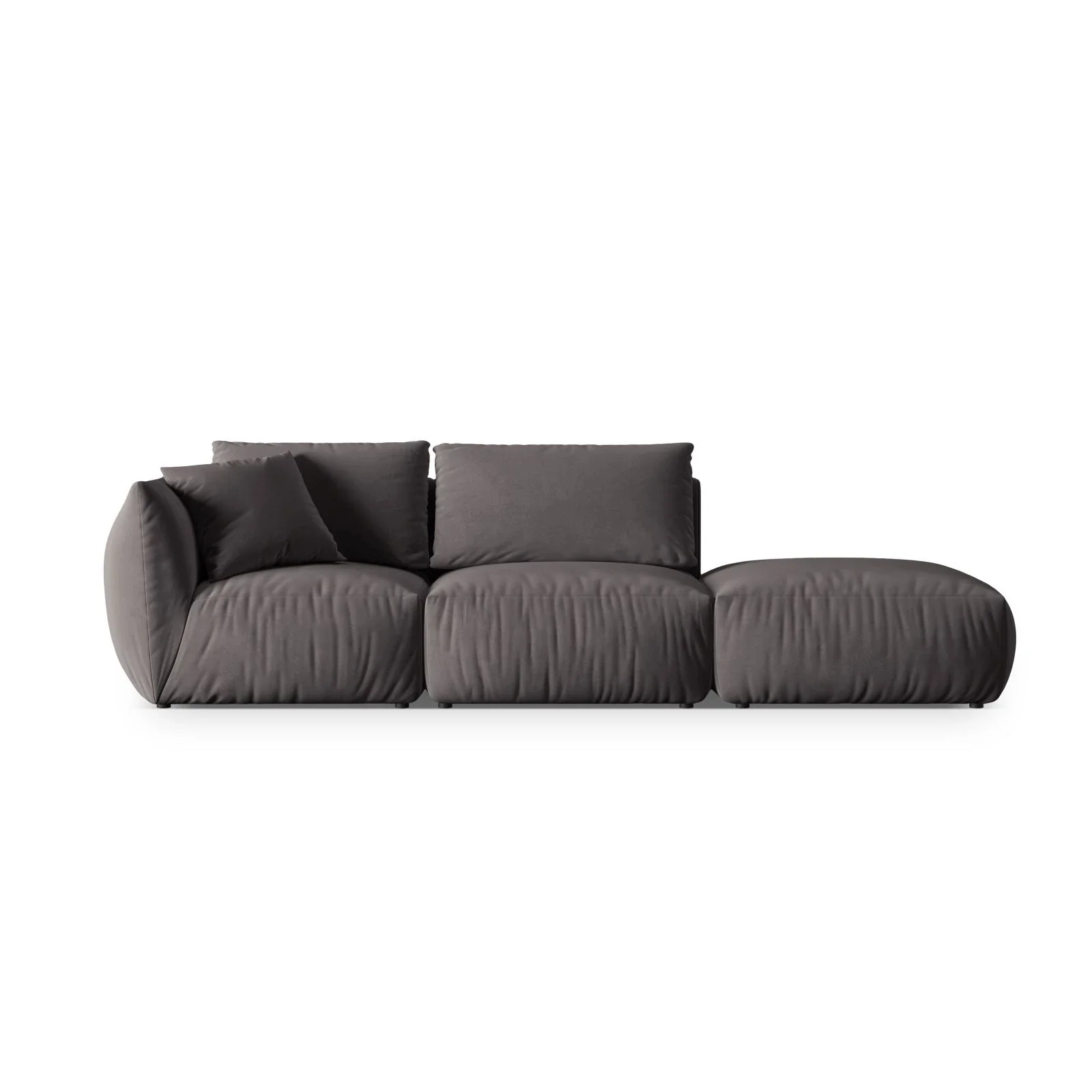 Chris 3-Sitzer Sofa, Rechts, mit Poufmodul, in Leinenoptik aus Samt oder Strukturstoff, 315x100 cm - Image 36