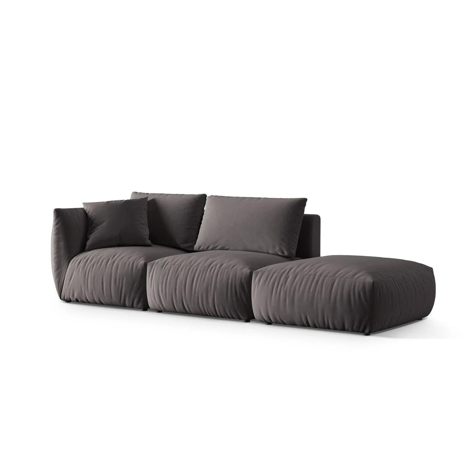 Chris 3-Sitzer Sofa, Rechts, mit Poufmodul, in Leinenoptik aus Samt oder Strukturstoff, 315x100 cm - Image 38