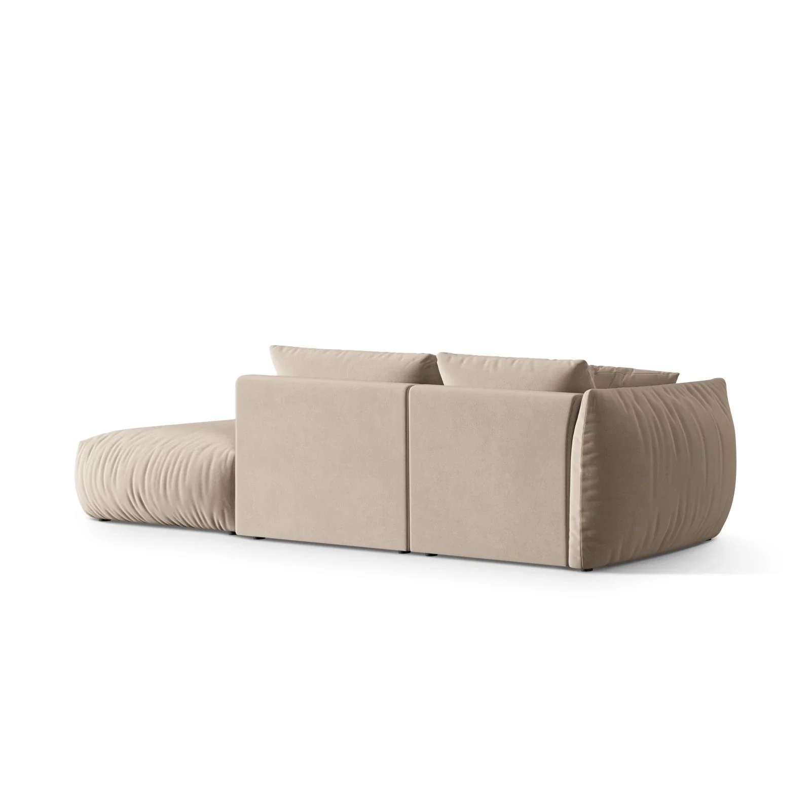 Chris 3-Sitzer Sofa, Rechts, mit Poufmodul, in Leinenoptik aus Samt oder Strukturstoff, 315x100 cm - Image 4