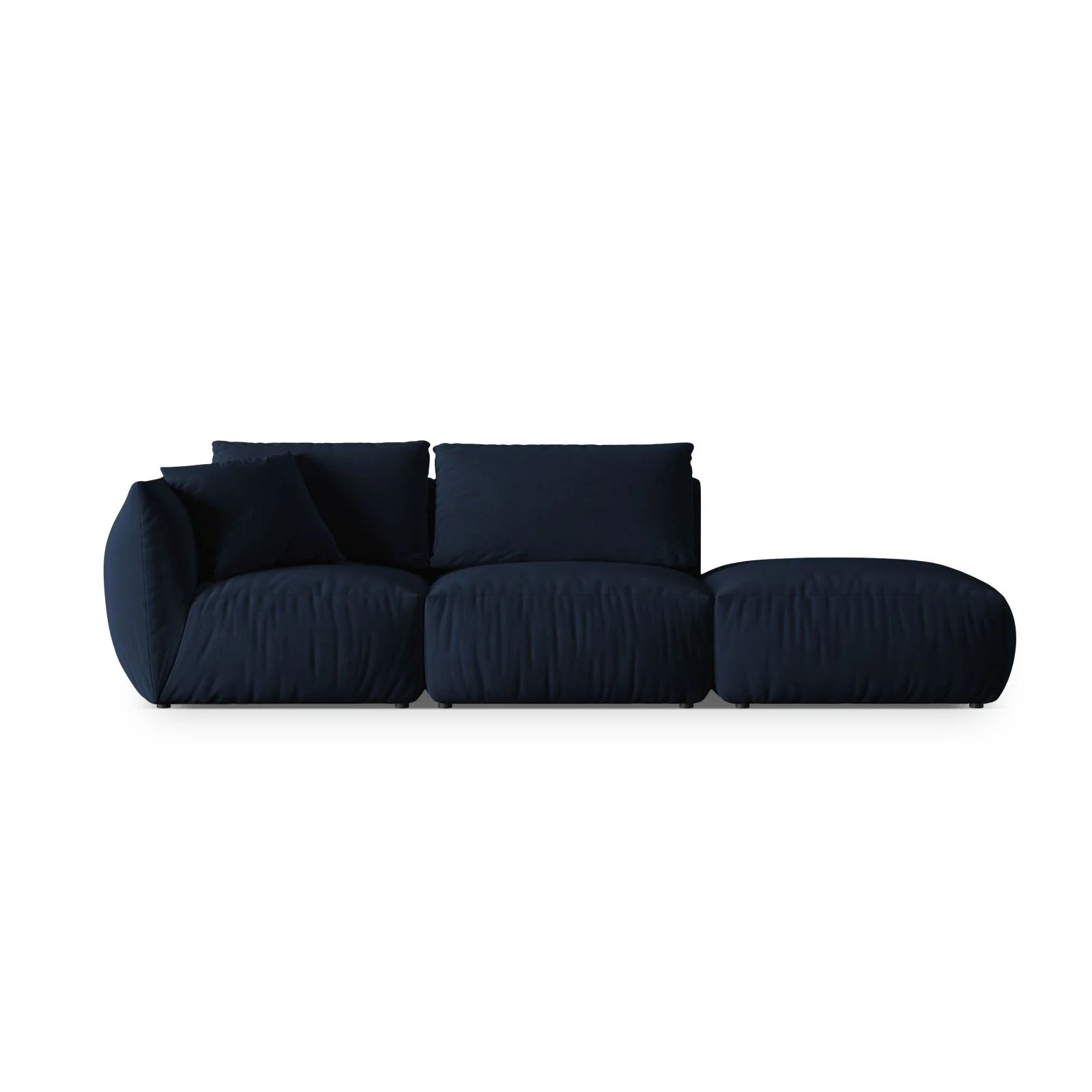 Chris 3-Sitzer Sofa, Rechts, mit Poufmodul, in Leinenoptik aus Samt oder Strukturstoff, 315x100 cm - Image 41
