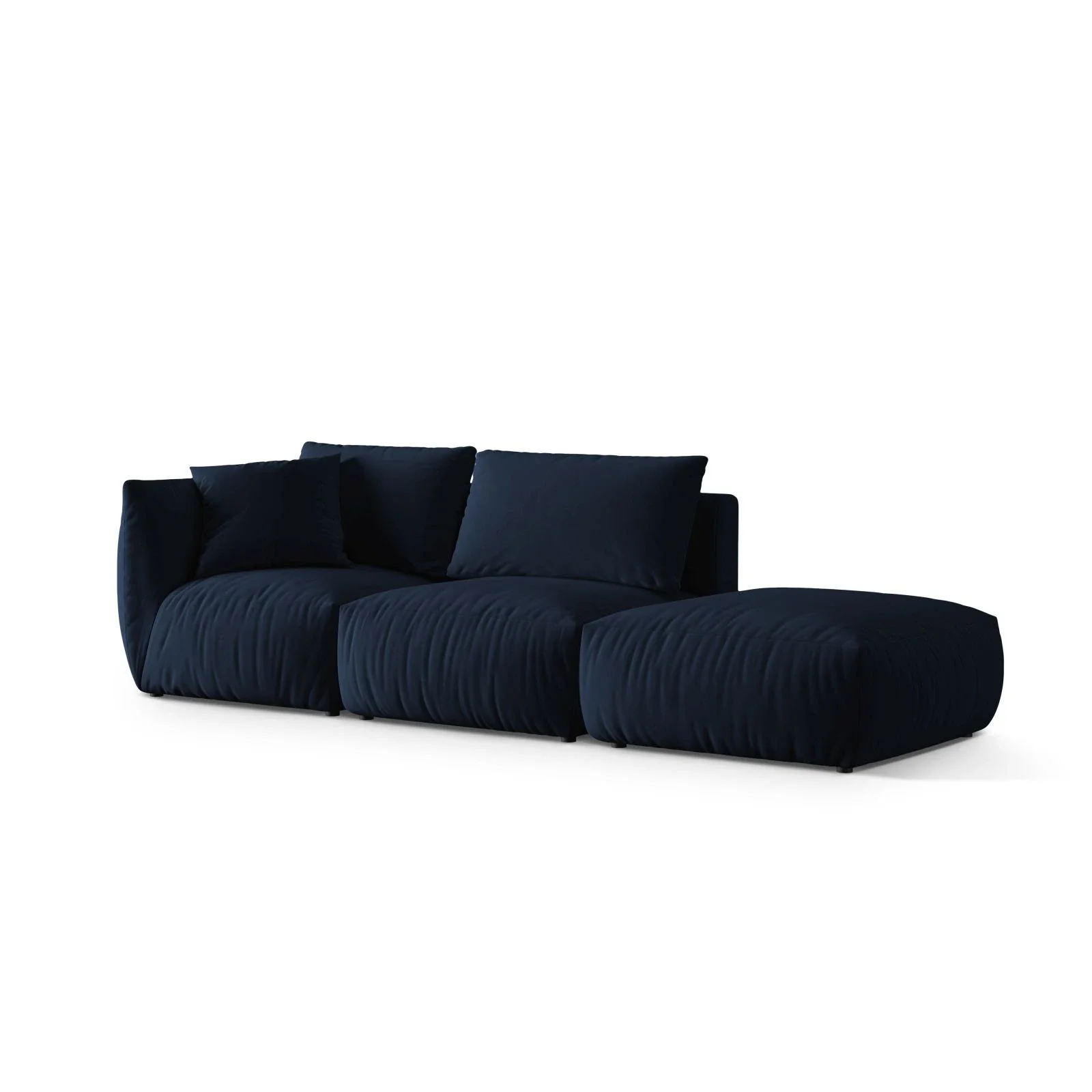 Chris 3-Sitzer Sofa, Rechts, mit Poufmodul, in Leinenoptik aus Samt oder Strukturstoff, 315x100 cm - Image 43