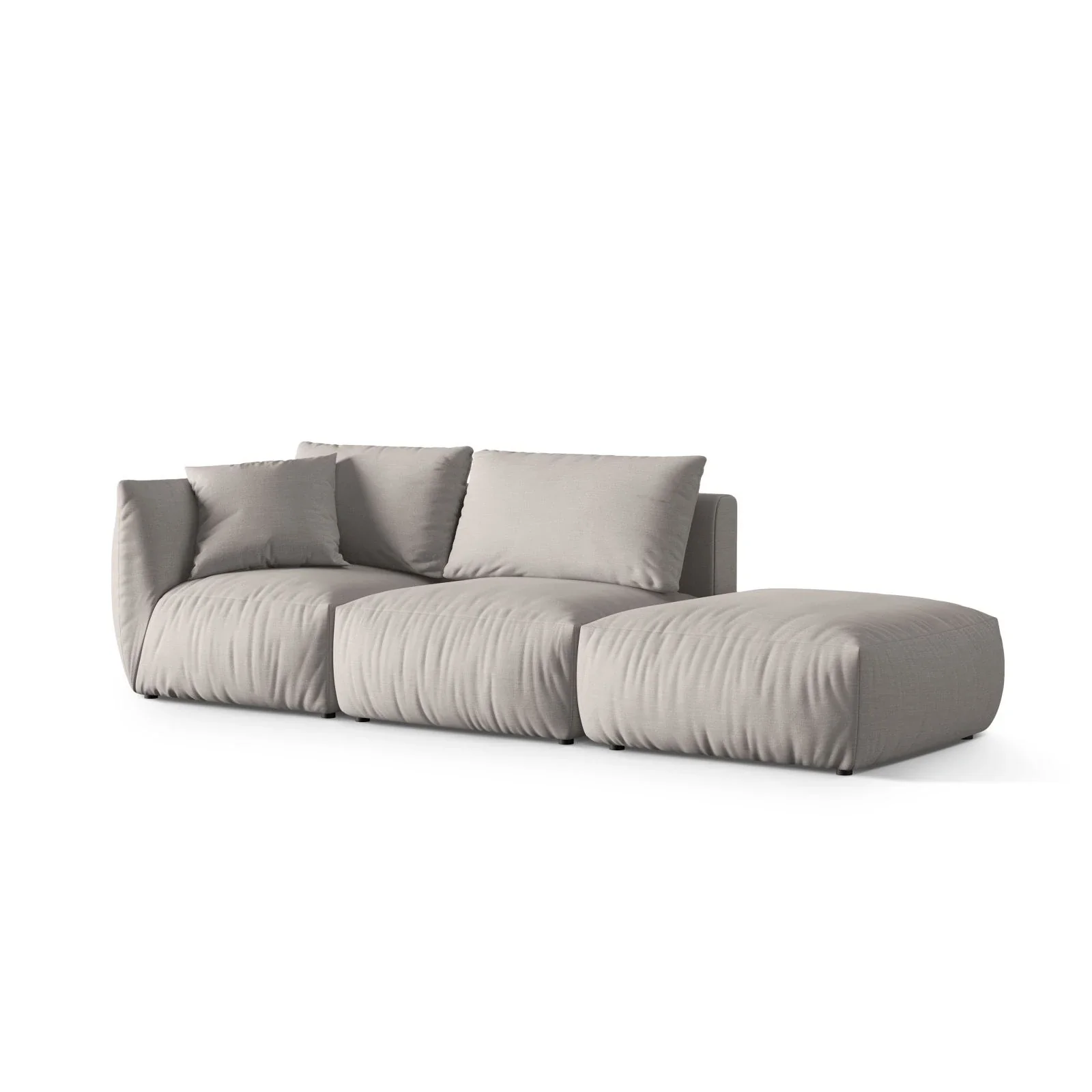 Chris 3-Sitzer Sofa, Rechts, mit Poufmodul, in Leinenoptik aus Samt oder Strukturstoff, 315x100 cm - Image 48