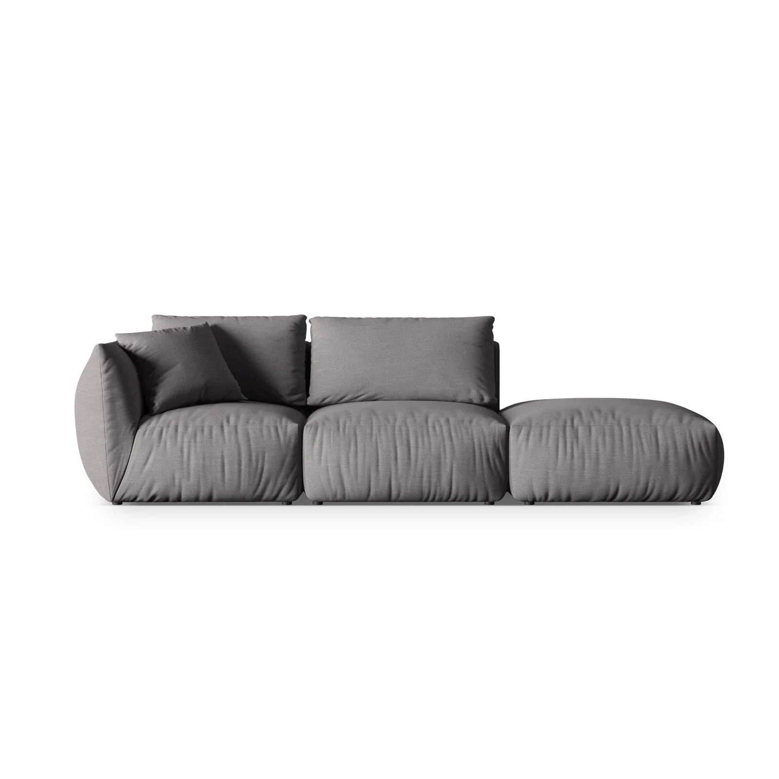 Chris 3-Sitzer Sofa, Rechts, mit Poufmodul, in Leinenoptik aus Samt oder Strukturstoff, 315x100 cm - Image 51