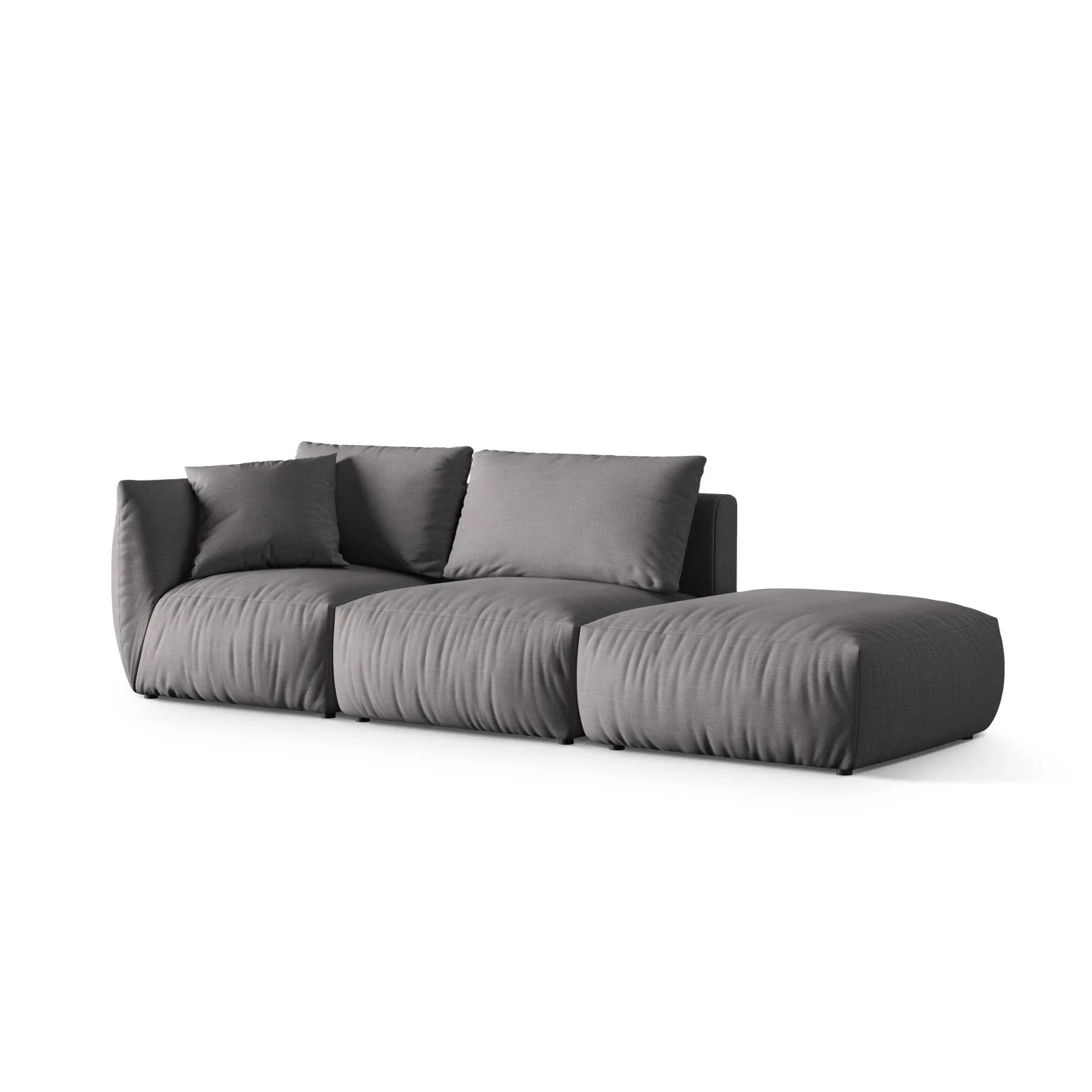 Chris 3-Sitzer Sofa, Rechts, mit Poufmodul, in Leinenoptik aus Samt oder Strukturstoff, 315x100 cm - Image 53