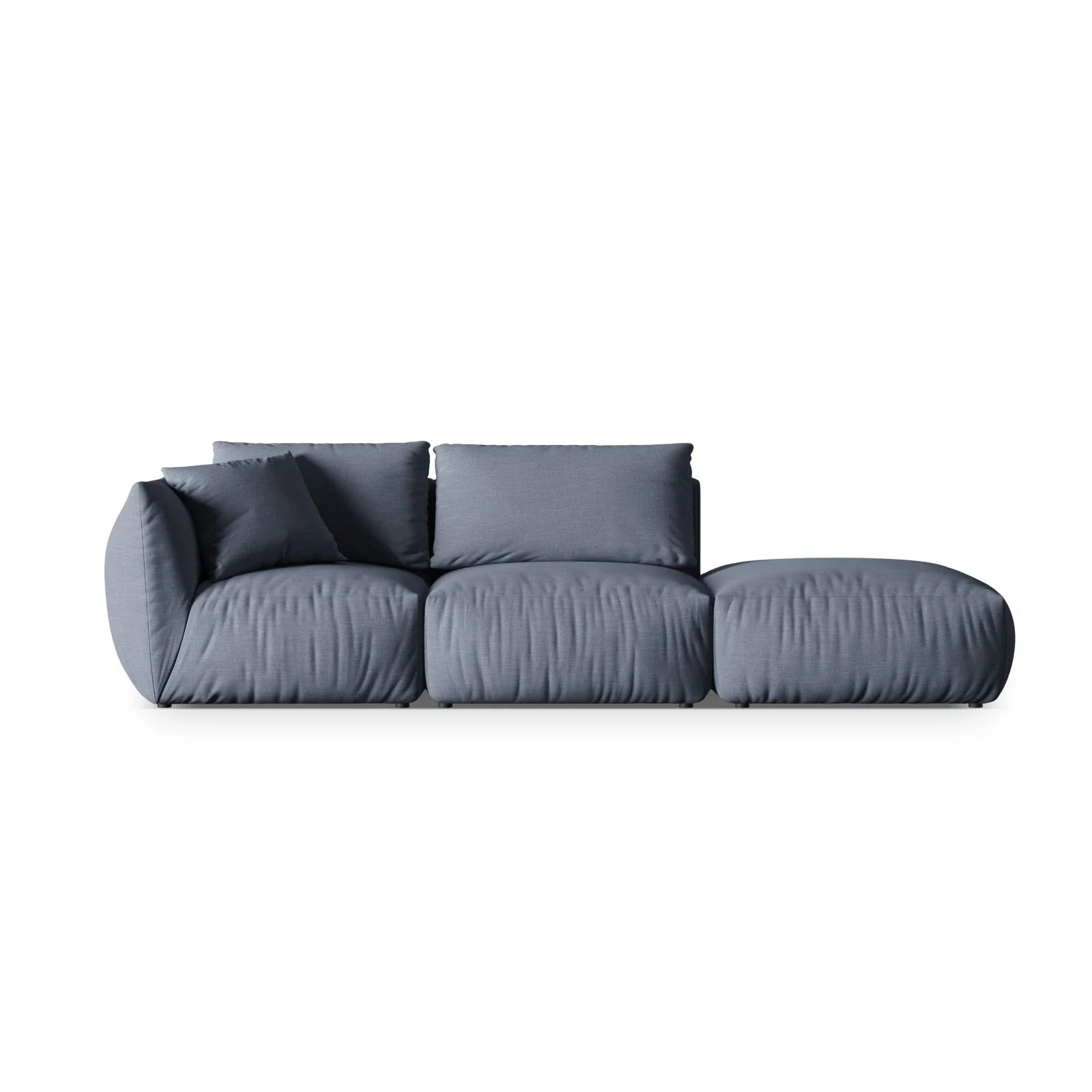 Chris 3-Sitzer Sofa, Rechts, mit Poufmodul, in Leinenoptik aus Samt oder Strukturstoff, 315x100 cm - Image 56