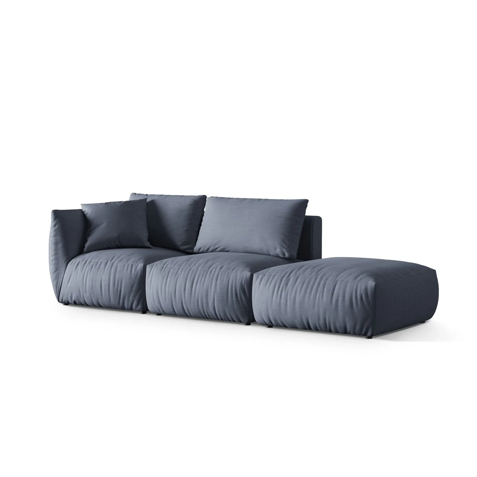 Chris 3-Sitzer Sofa, Rechts, mit Poufmodul, in Leinenoptik aus Samt oder Strukturstoff, 315x100 cm - Image 58