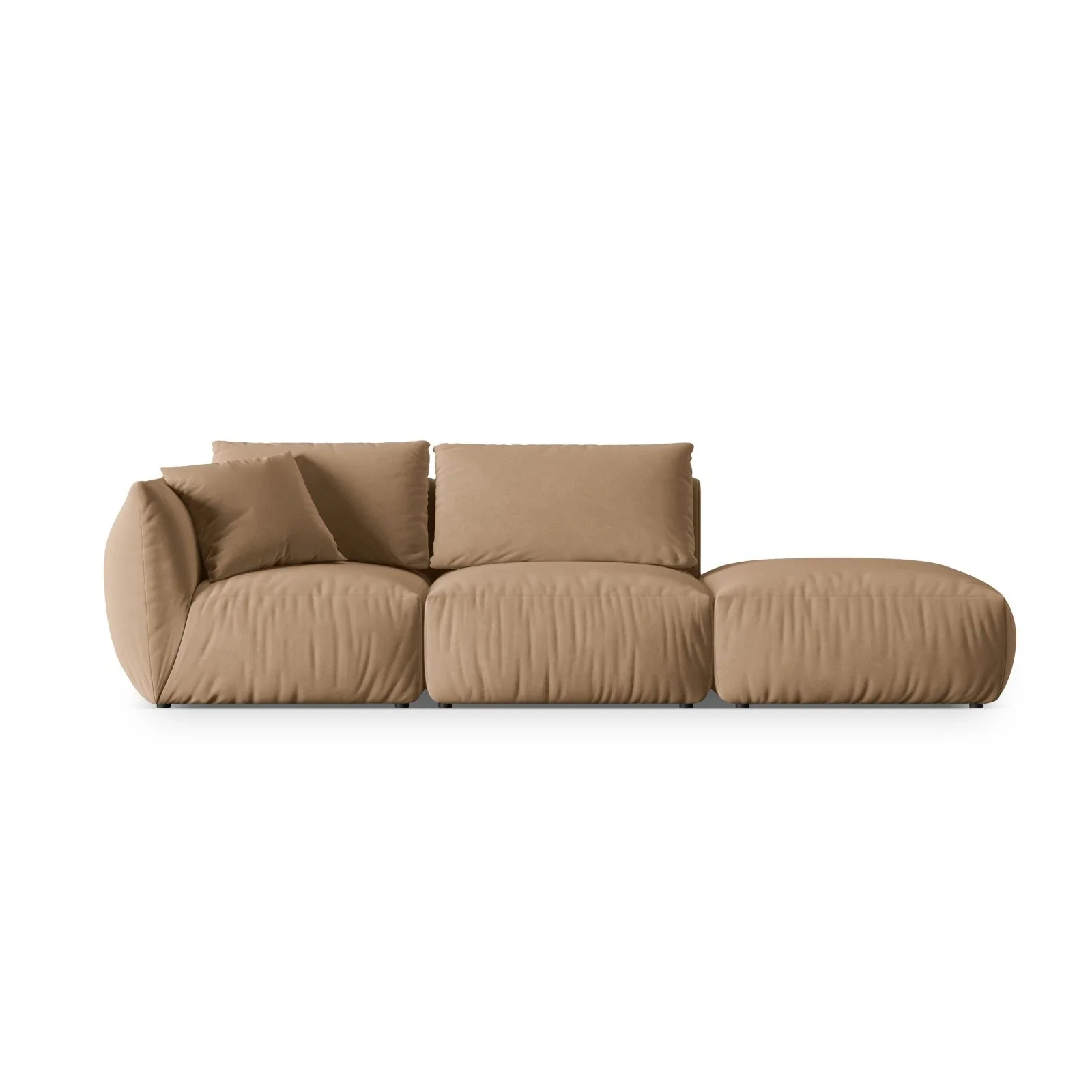 Chris 3-Sitzer Sofa, Rechts, mit Poufmodul, in Leinenoptik aus Samt oder Strukturstoff, 315x100 cm - Image 6