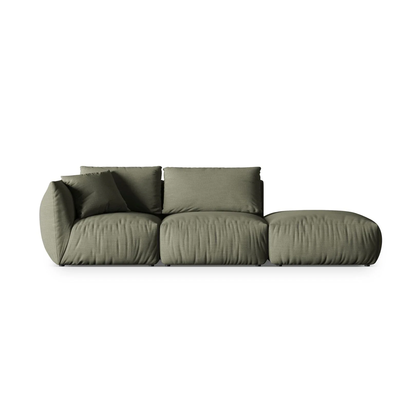Chris 3-Sitzer Sofa, Rechts, mit Poufmodul, in Leinenoptik aus Samt oder Strukturstoff, 315x100 cm - Image 61