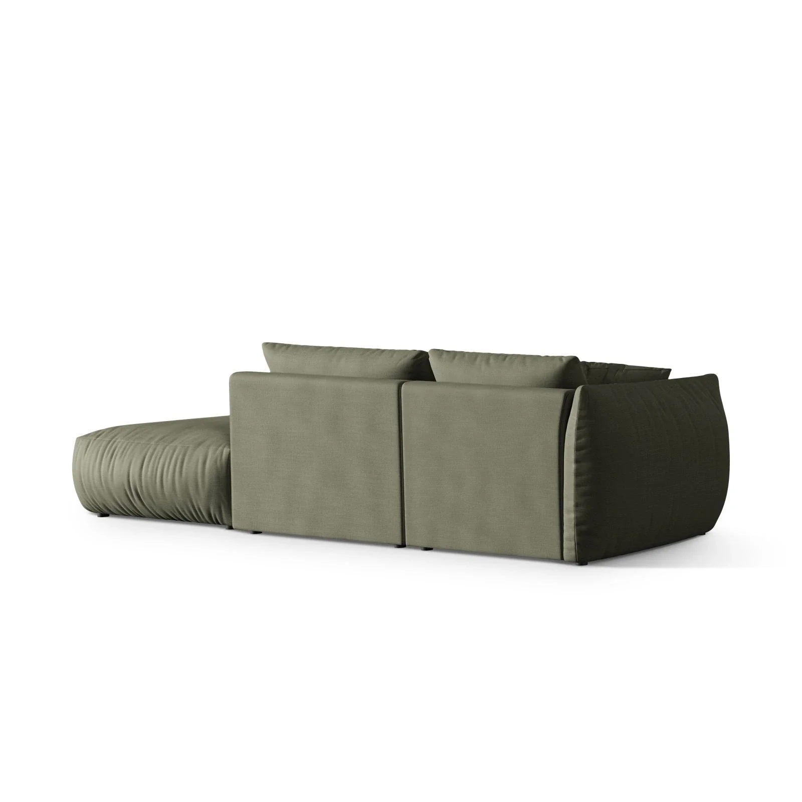 Chris 3-Sitzer Sofa, Rechts, mit Poufmodul, in Leinenoptik aus Samt oder Strukturstoff, 315x100 cm - Image 64