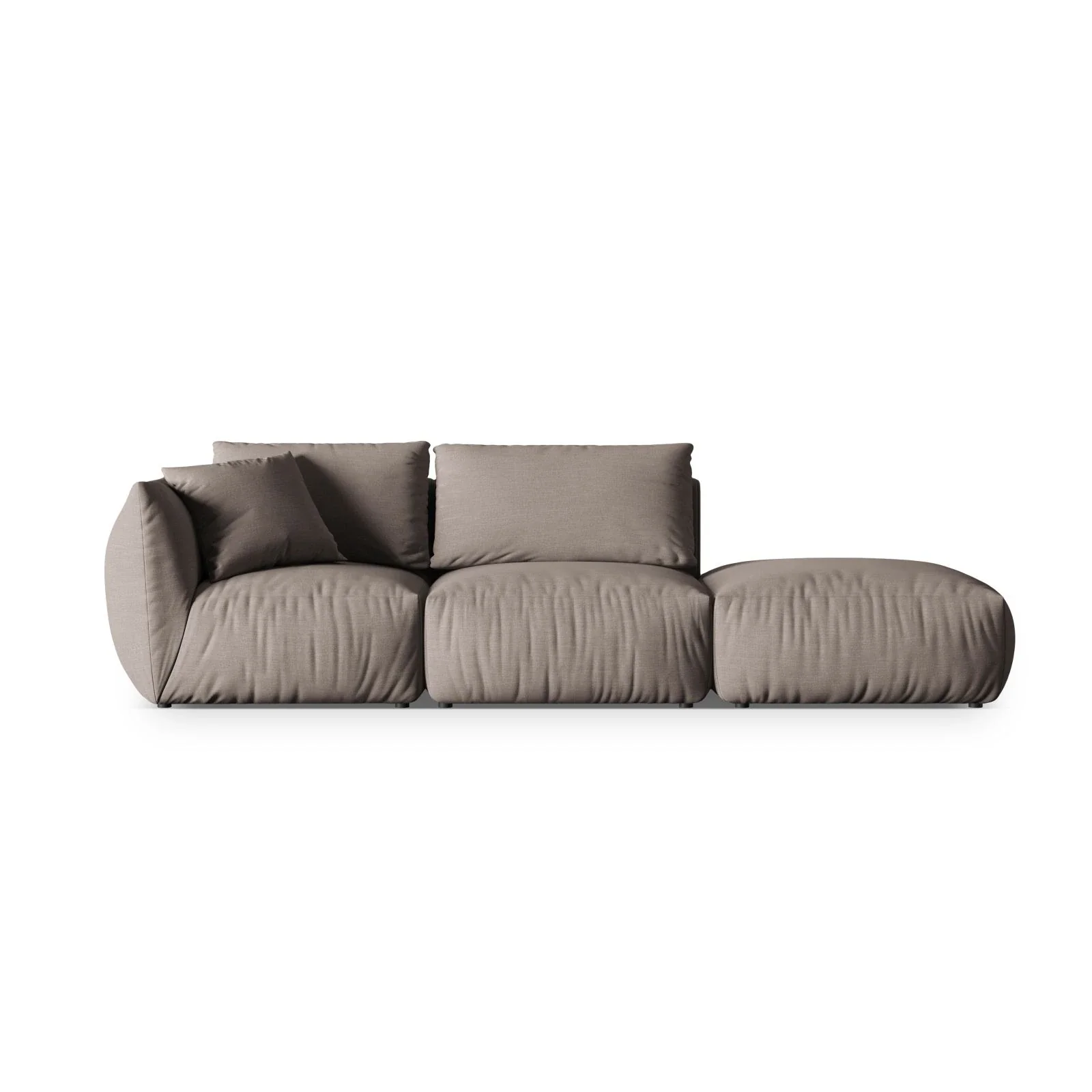 Chris 3-Sitzer Sofa, Rechts, mit Poufmodul, in Leinenoptik aus Samt oder Strukturstoff, 315x100 cm - Image 66
