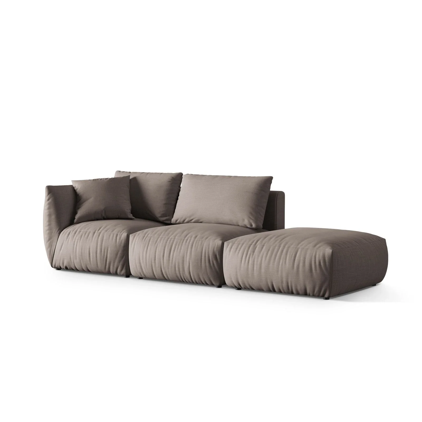 Chris 3-Sitzer Sofa, Rechts, mit Poufmodul, in Leinenoptik aus Samt oder Strukturstoff, 315x100 cm - Image 68