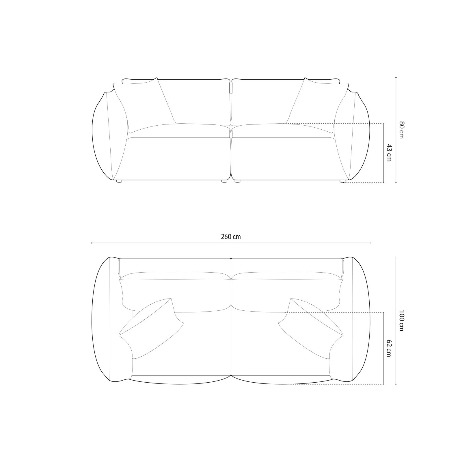 Chris 4-Sitzer Sofa in Leinenoptik aus Samt oder Strukturstoff, 260x100 cm - Image 32