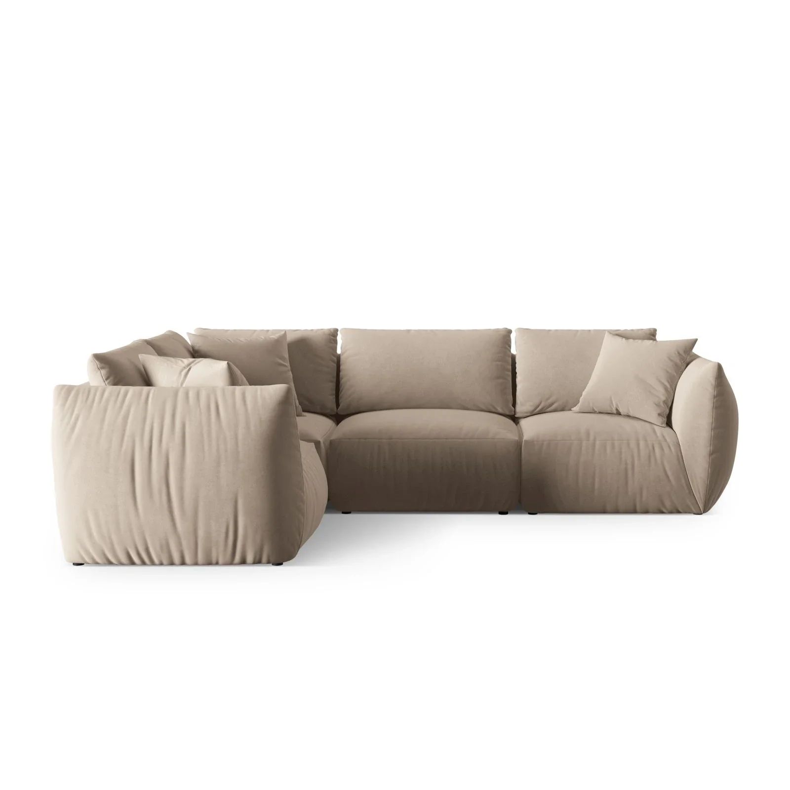 Chris 5-Sitzer Ecksofa Links, in Leinenoptik aus Samt oder Strukturstoff, 295x210 cm