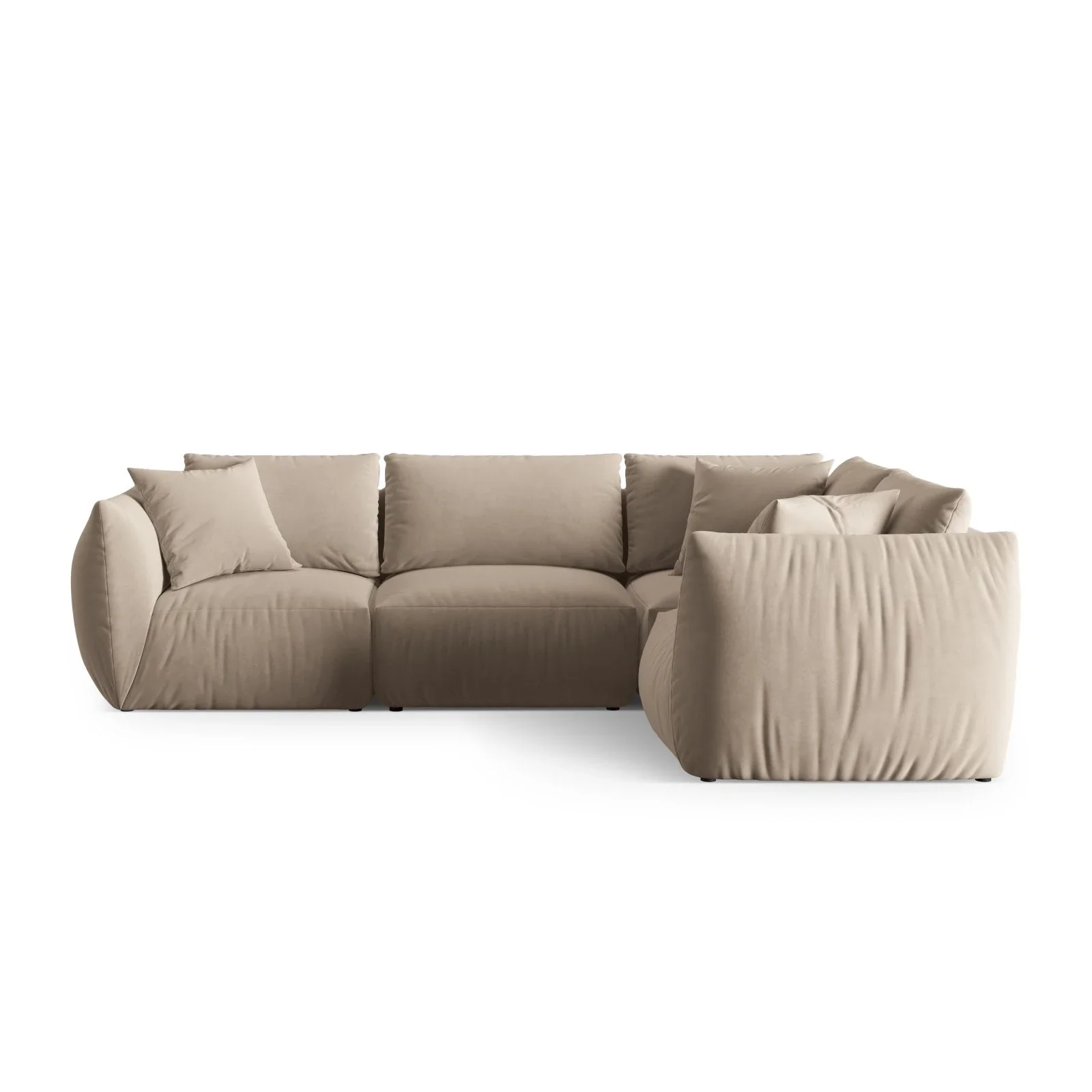Chris 5-Sitzer Ecksofa Rechts, in Leinenoptik aus Samt oder Strukturstoff, 295x210 cm