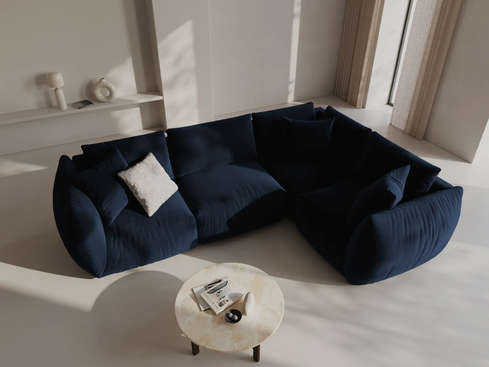 Chris 5-Sitzer Ecksofa Rechts, in Leinenoptik aus Samt oder Strukturstoff, 295x210 cm - Image 42