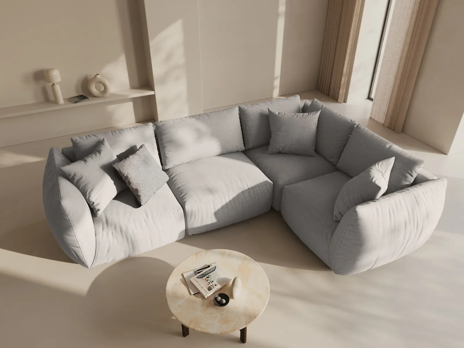 Chris 5-Sitzer Ecksofa Rechts, in Leinenoptik aus Samt oder Strukturstoff, 295x210 cm - Image 47