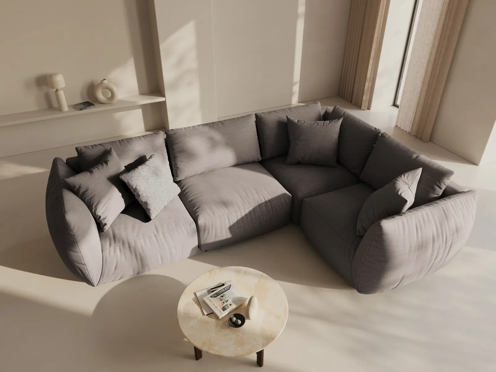 Chris 5-Sitzer Ecksofa Rechts, in Leinenoptik aus Samt oder Strukturstoff, 295x210 cm - Image 67