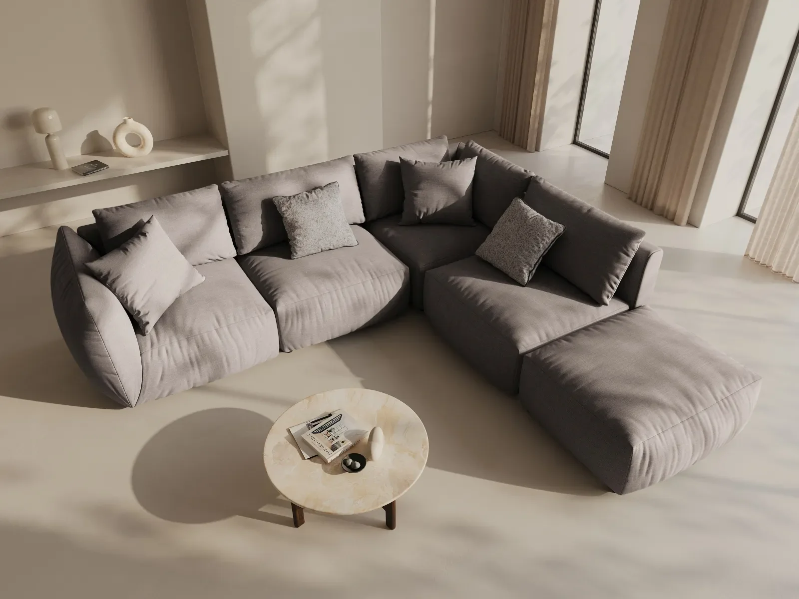 Chris 6-Sitzer Ecksofa offen, Rechts, in Leinenoptik aus Samt oder Strukturstoff, 295x290 cm - Image 80