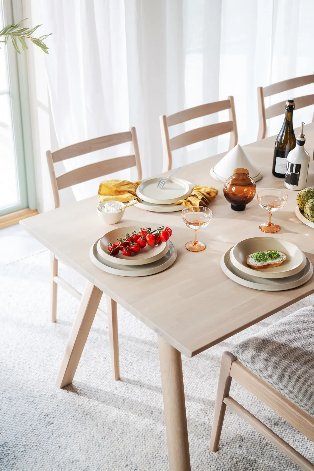 CLAPPERTON Esstisch massive Eiche Weiß pigmentiert 220x95x74cm - Image 4