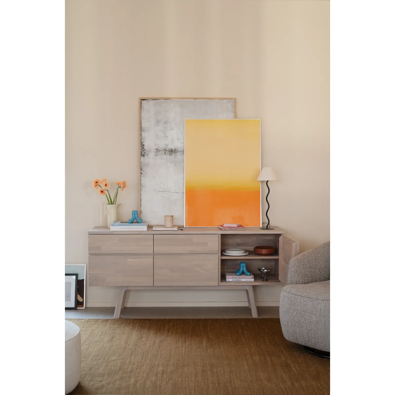 CLEARDALE Sideboard aus massiver Eiche in verschiedenen Farben, 170x42x77 cm - Image 2