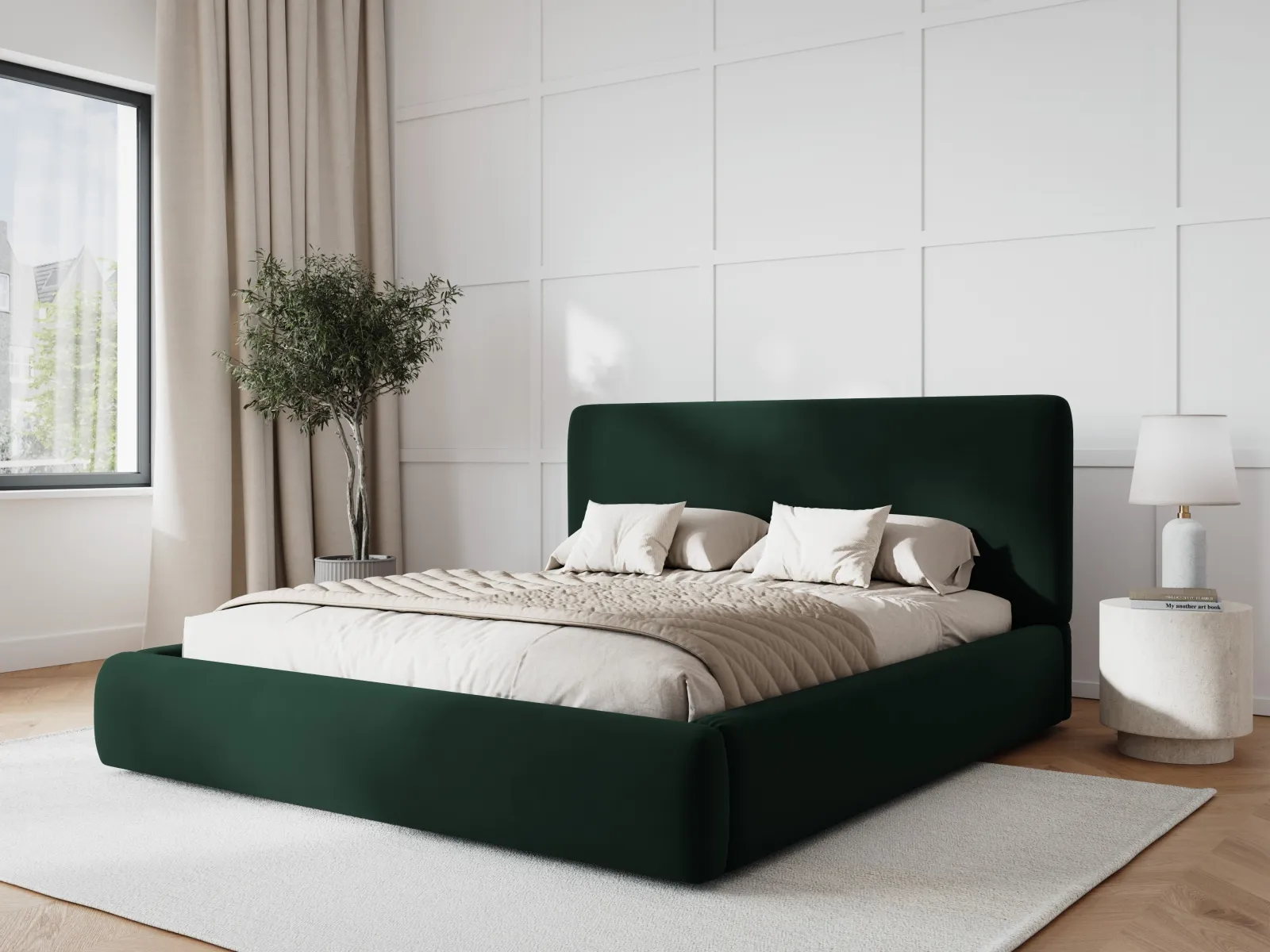 Colonel Bett mit Kopfteil und Stauraum aus Samt oder Chenille, 140x200 cm - Image 65