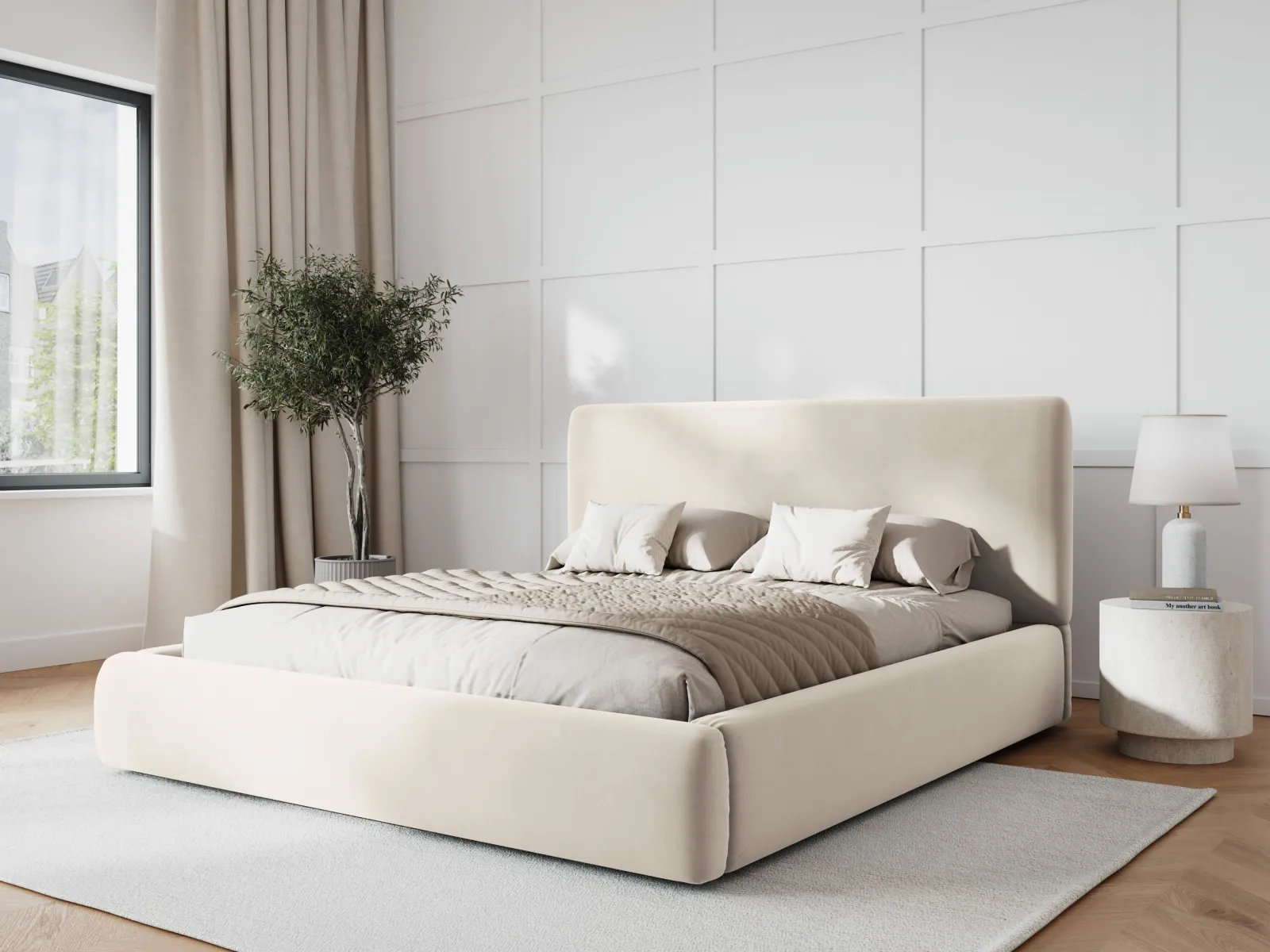 Colonel Bett mit Kopfteil und Stauraum aus Samt oder Chenille, 160x200 cm - Image 44