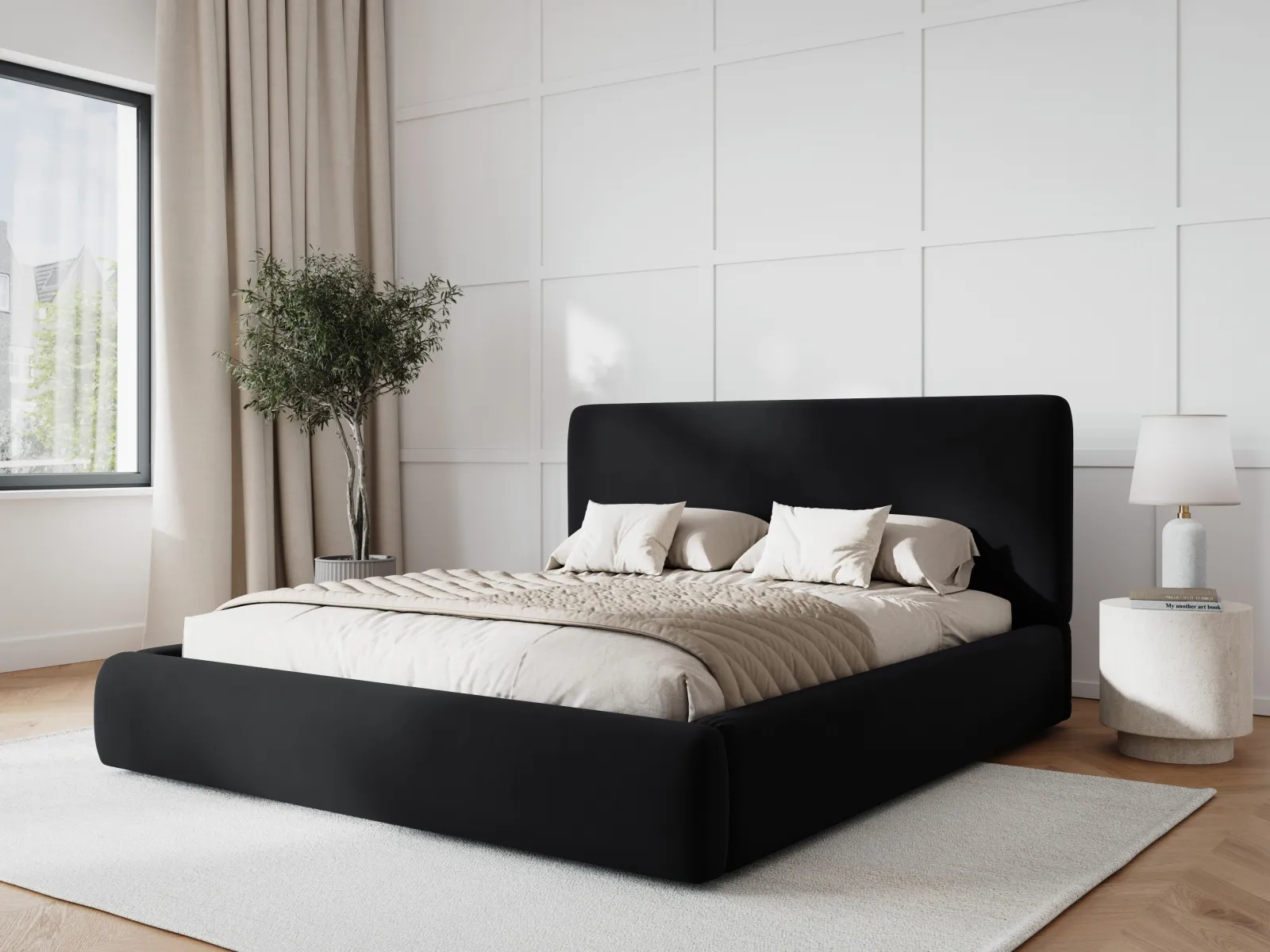 Colonel Bett mit Kopfteil und Stauraum aus Samt oder Chenille, 160x200 cm - Image 86
