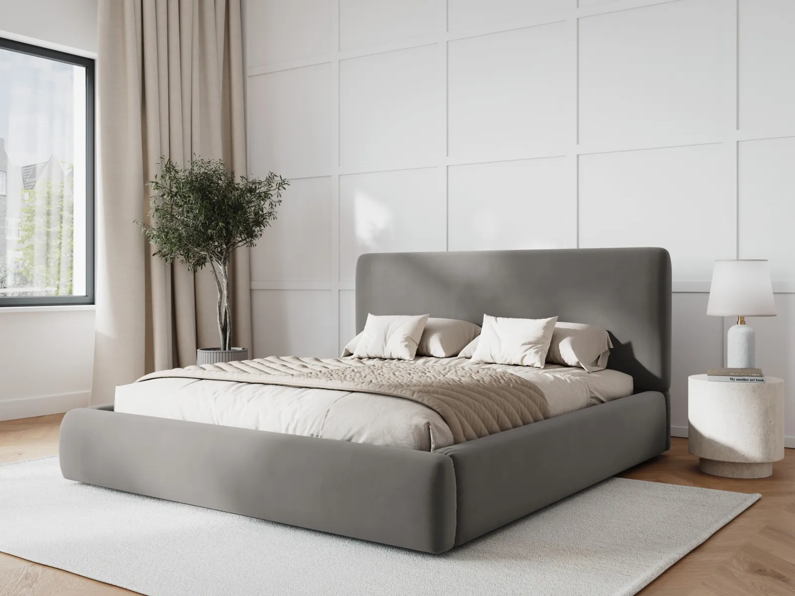 Colonel Bett mit Kopfteil und Stauraum aus Samt oder Chenille, 180x200 cm - Image 72