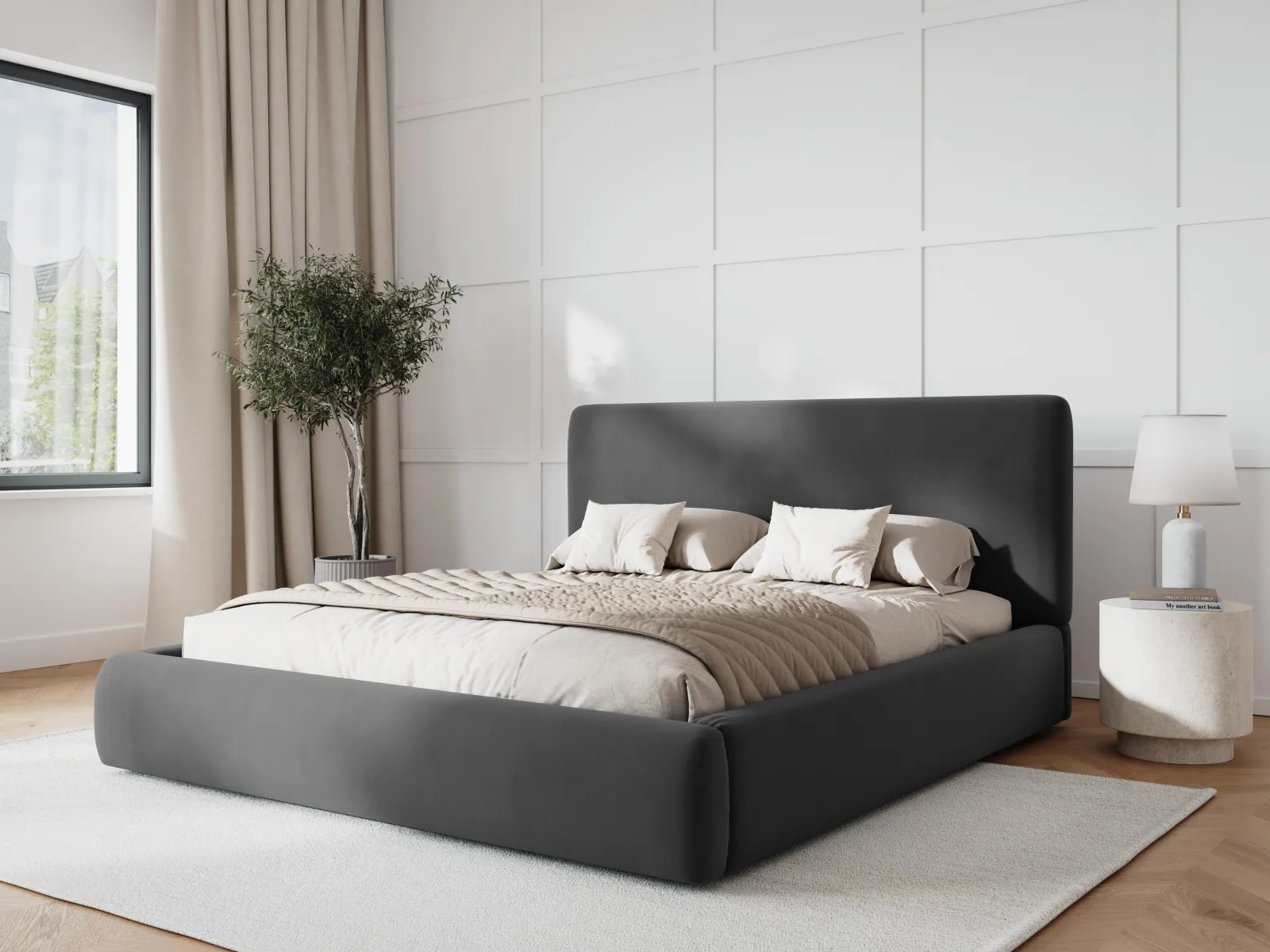 Colonel Bett mit Kopfteil und Stauraum aus Samt oder Chenille, 180x200 cm - Image 79
