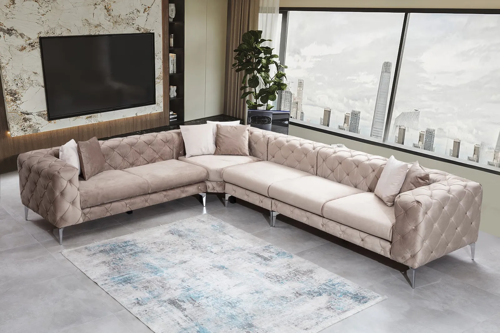 Como Ecksofa in Beige, 350x270 cm - Image 2