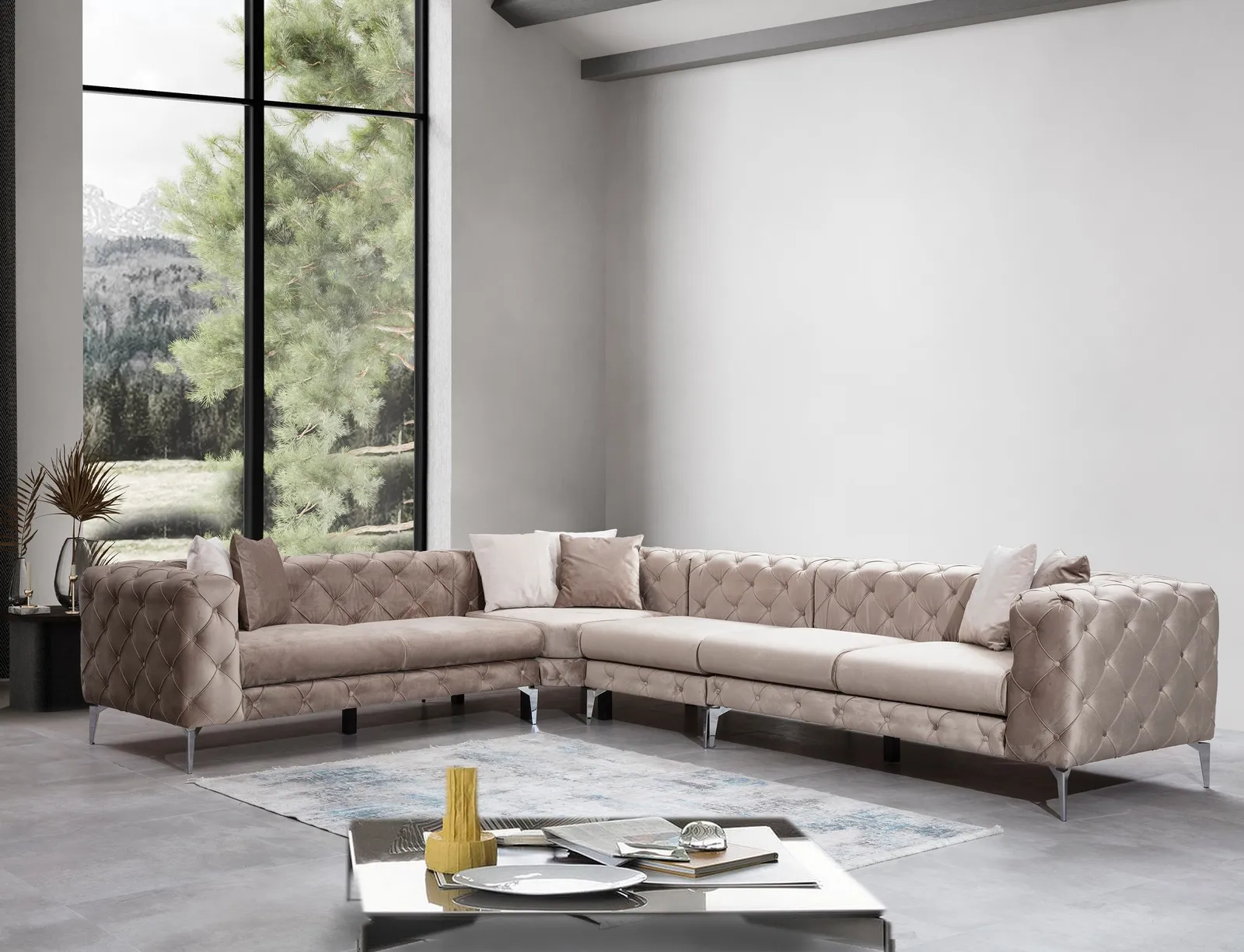Como Ecksofa in Beige, 350x270 cm - Image 3