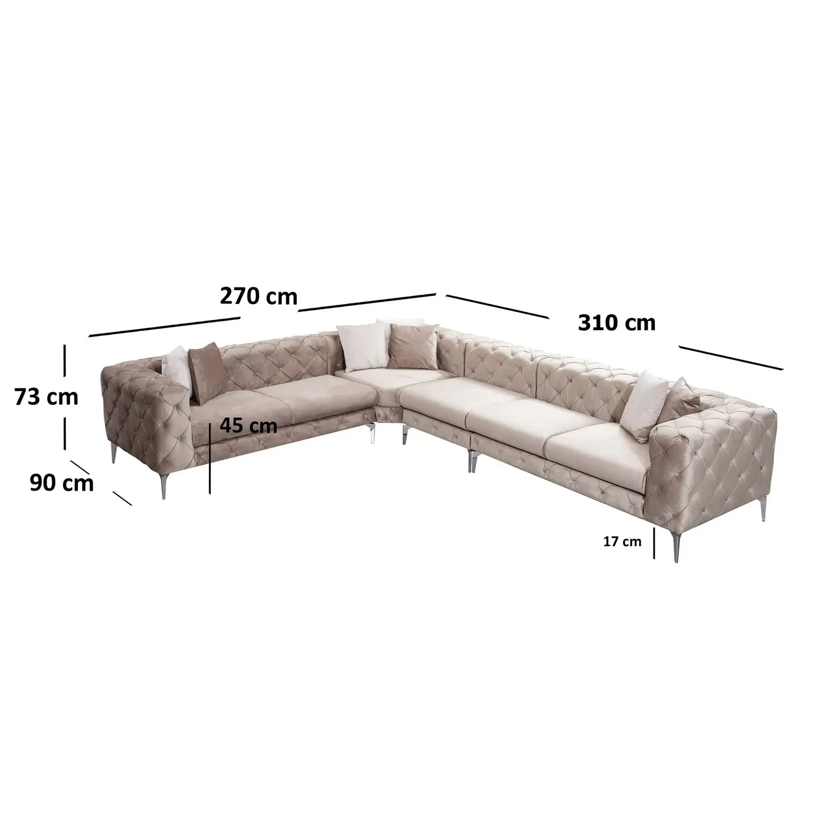 Como Ecksofa in Beige, 350x270 cm - Image 7