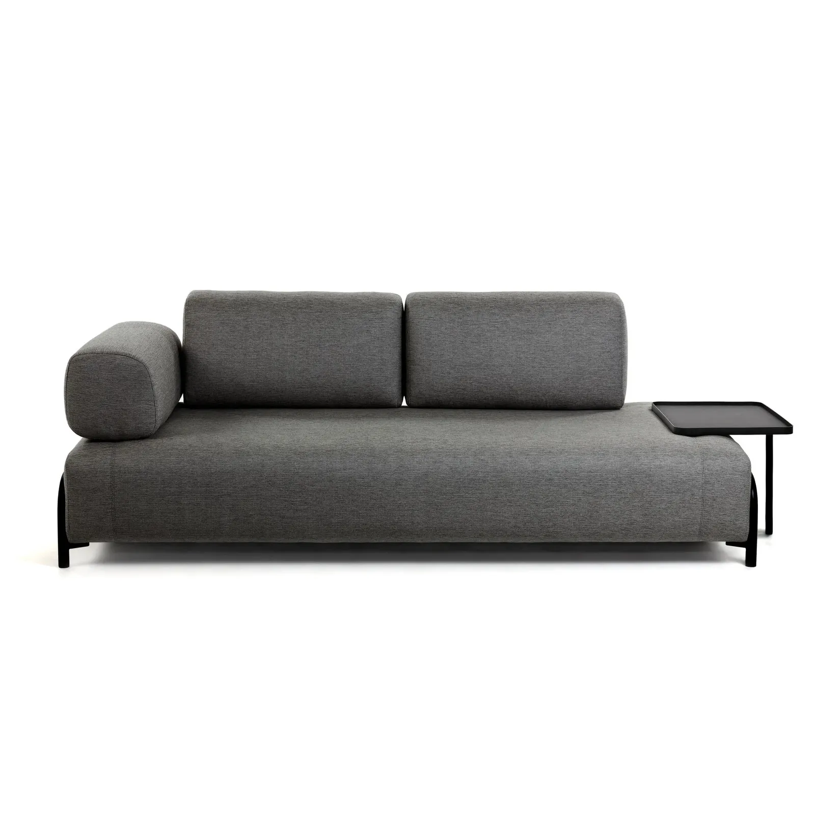 Compo 3-Sitzer Sofa dunkelgrau mit großem Tablett 252 cm