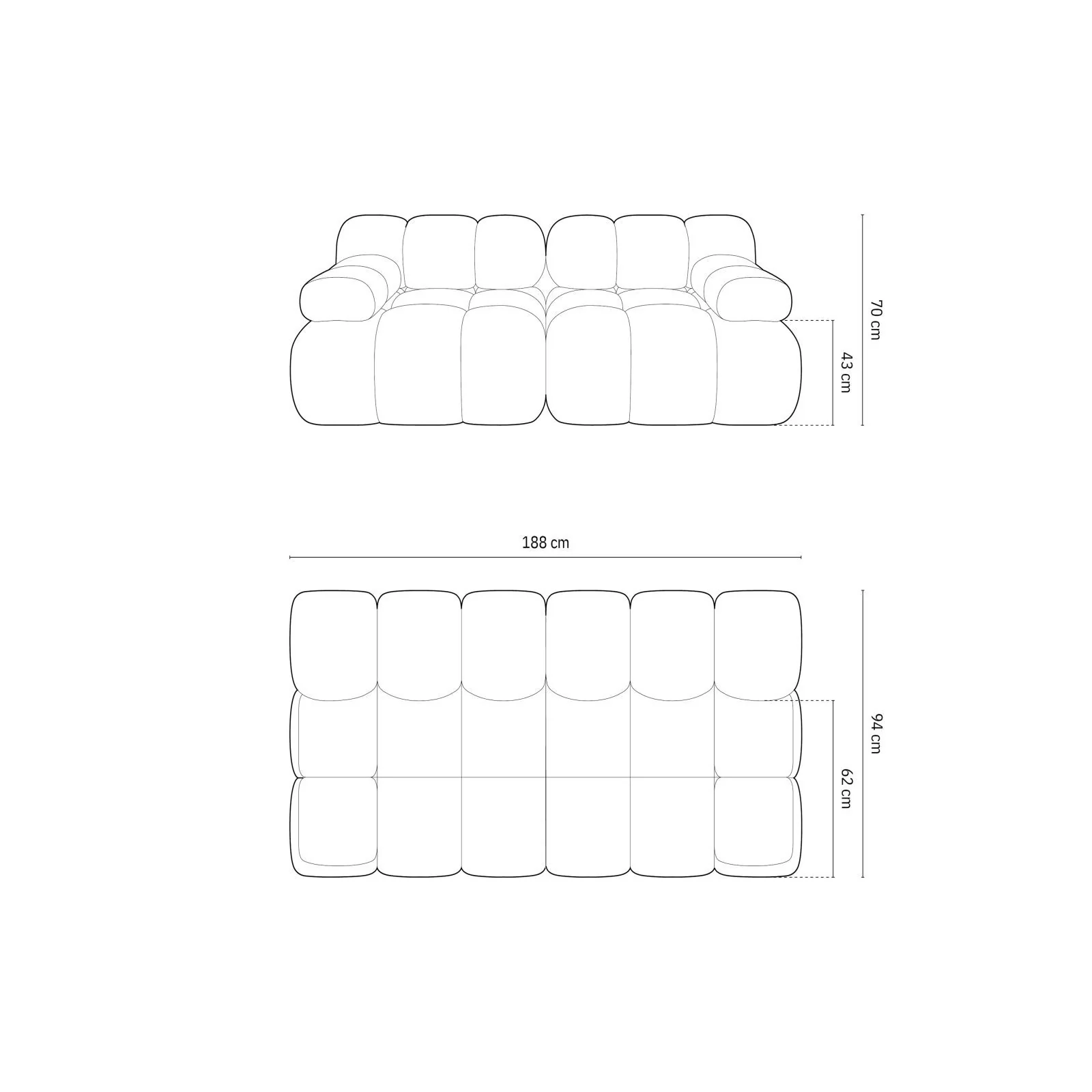 Cortina Modulares 2-Sitzer Sofa aus Samt, 188x94 cm - Image 37