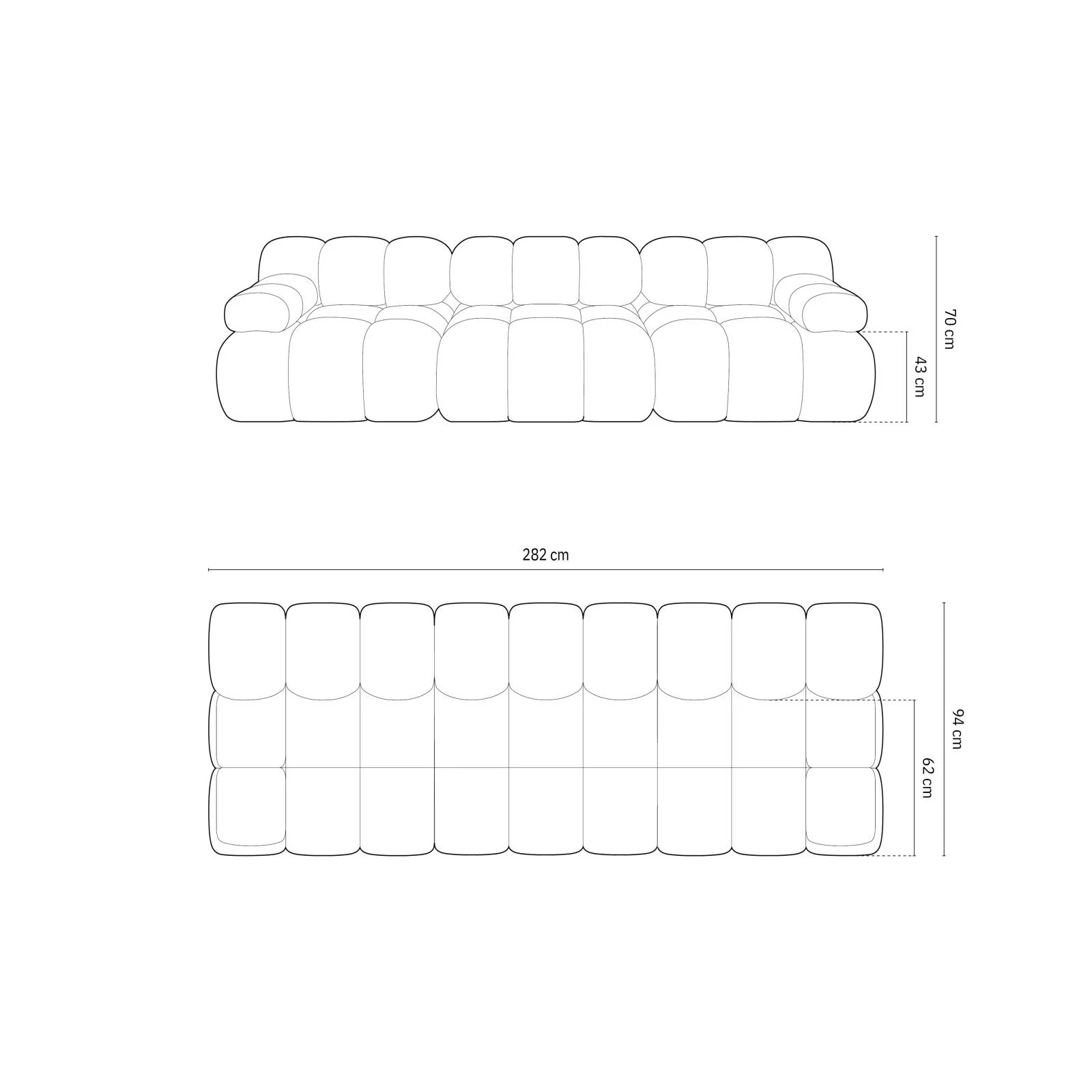 Cortina Modulares 3-Sitzer Sofa aus Samt, 282x94 cm - Image 44