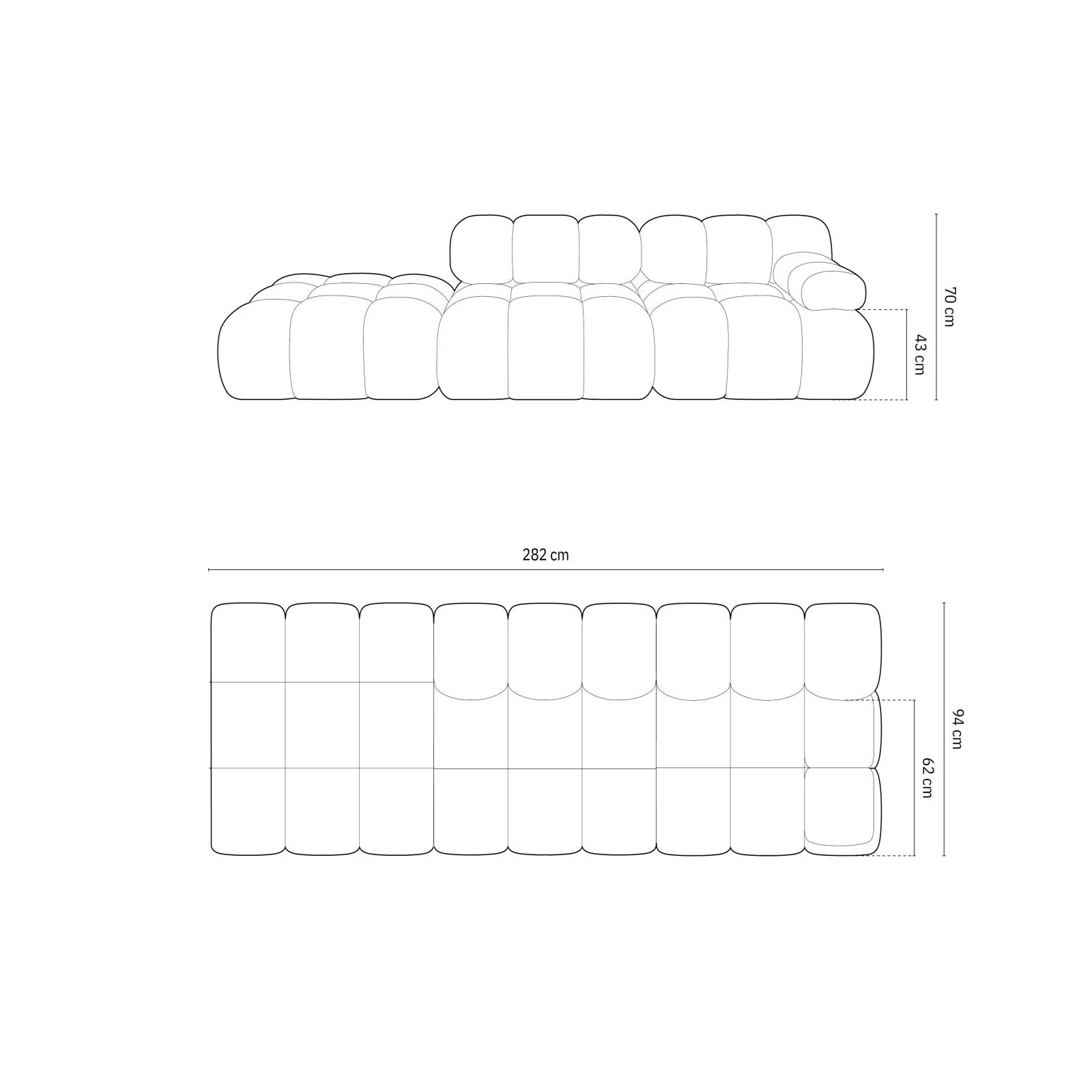 Cortina Modulares 4-Sitzer Sofa, Linke Seite, aus Samt in Rosa (Bluvel 91), 282x94 cm - Image 51