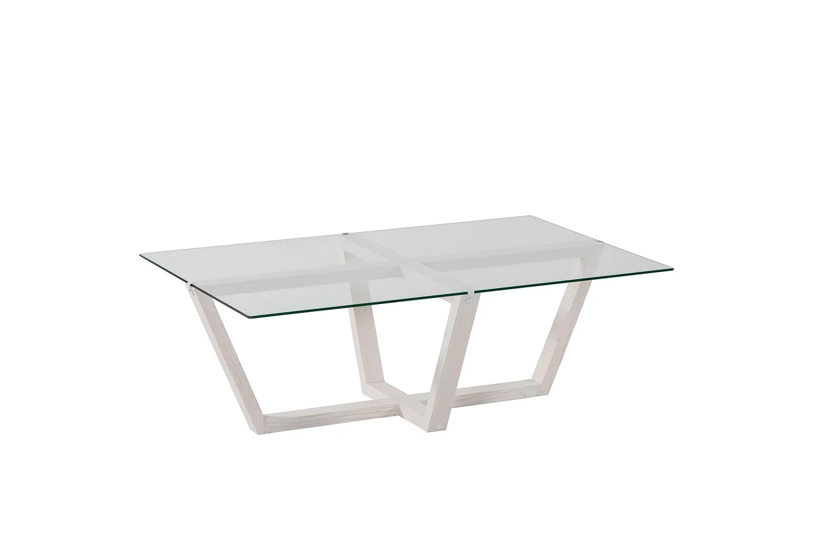 Couchtisch Amalfi aus massiver Kiefer und gehärtetem Glas, 105×65×35 cm