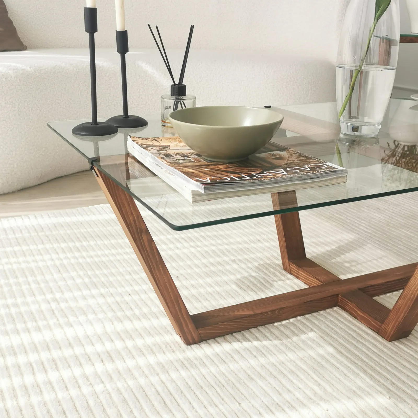 Couchtisch Amalfi aus massiver Kiefer und gehärtetem Glas, 105×65×35 cm - Image 21