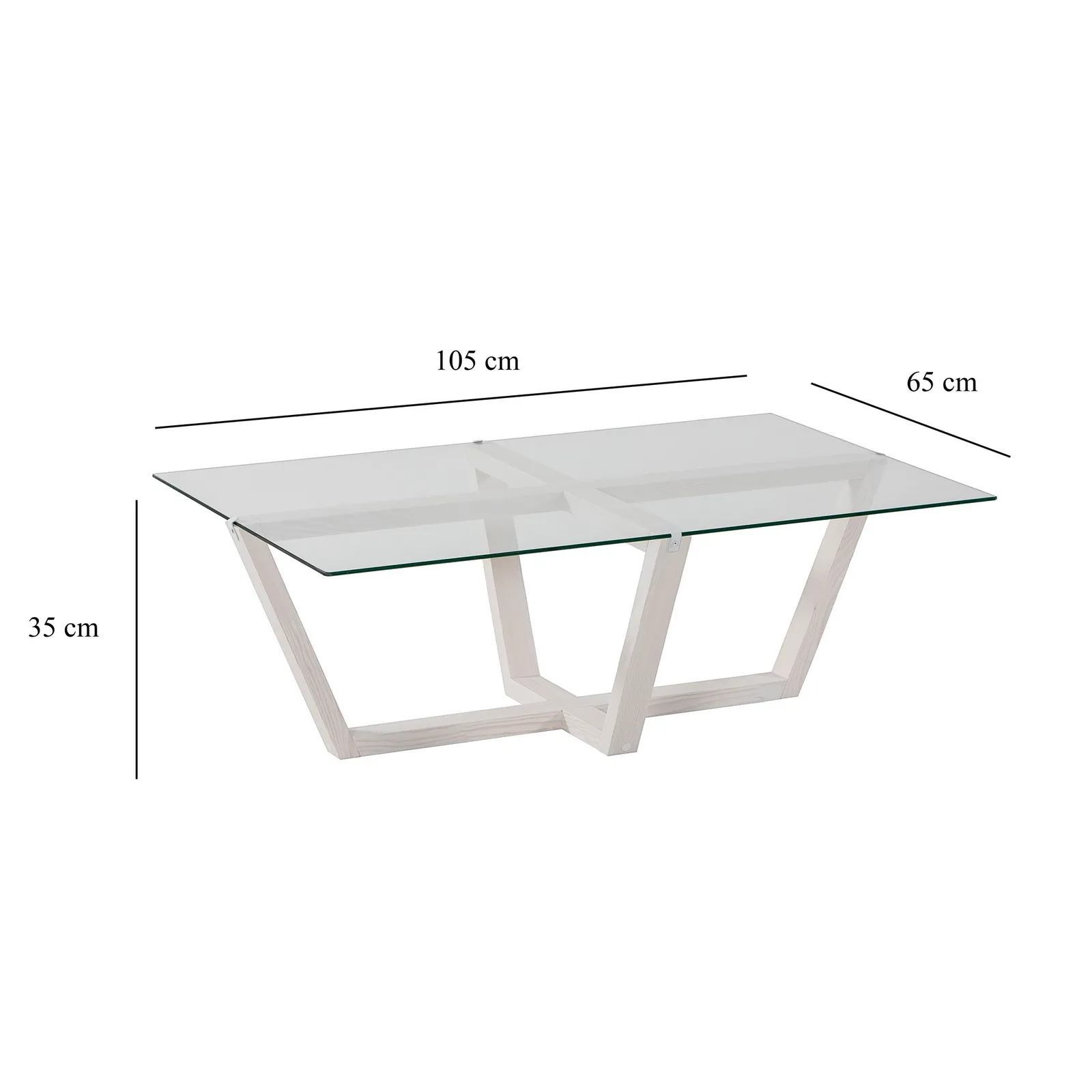 Couchtisch Amalfi aus massiver Kiefer und gehärtetem Glas, 105×65×35 cm - Image 6