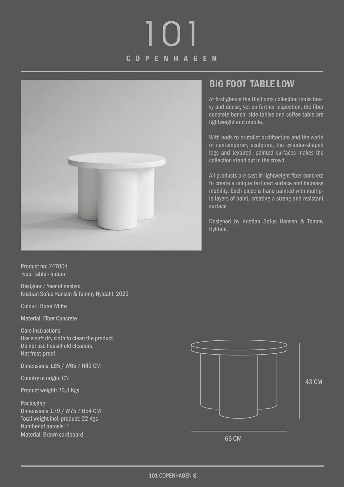 Couchtisch Big Foot, klein, aus Faserbeton, 65×65×43 cm - Image 10