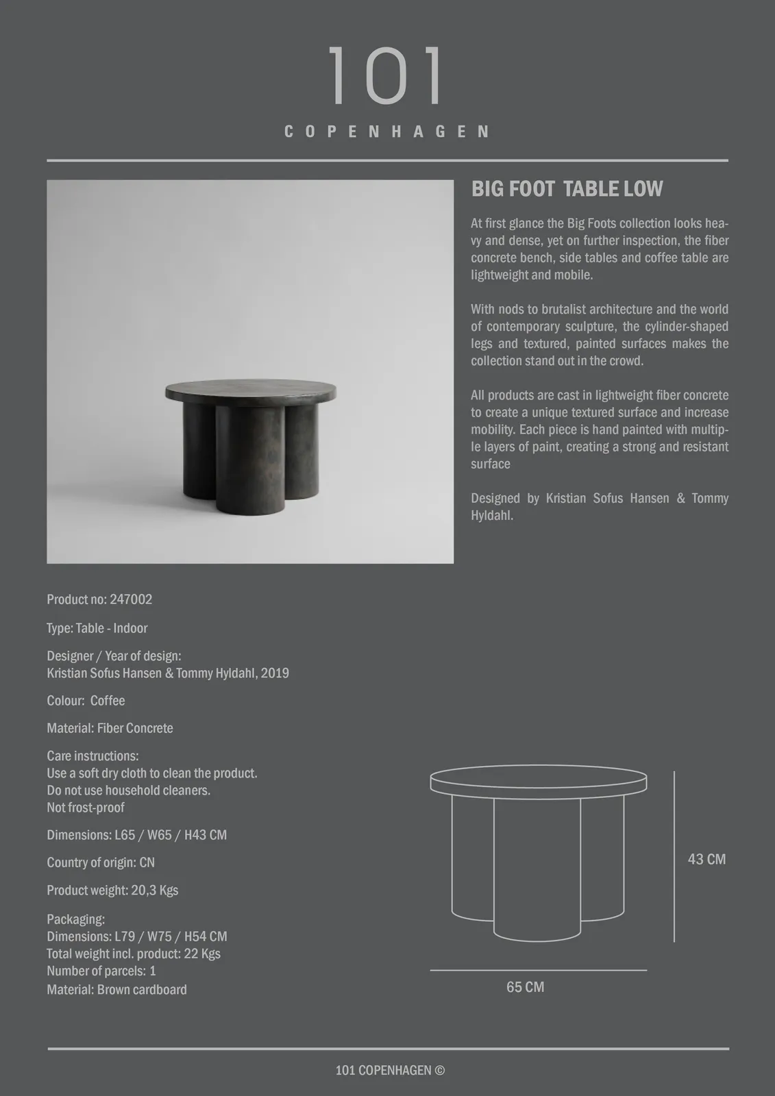Couchtisch Big Foot, klein, aus Faserbeton, 65×65×43 cm - Image 5